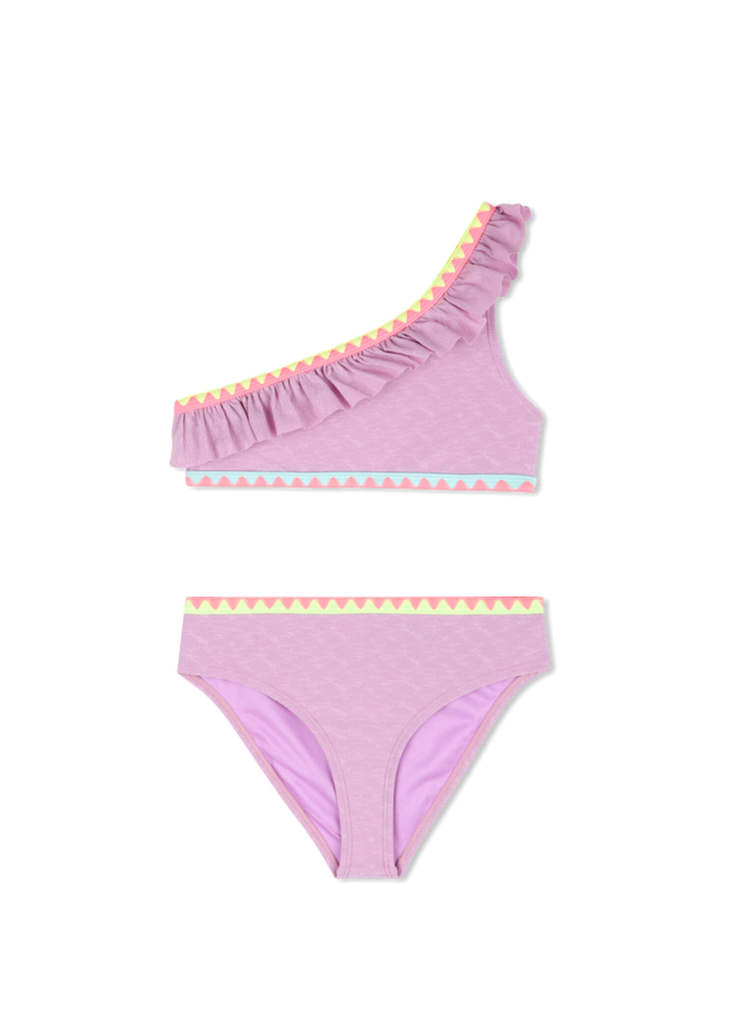 Lila Tek Omuz Kız Çocuk Bikini Takımı