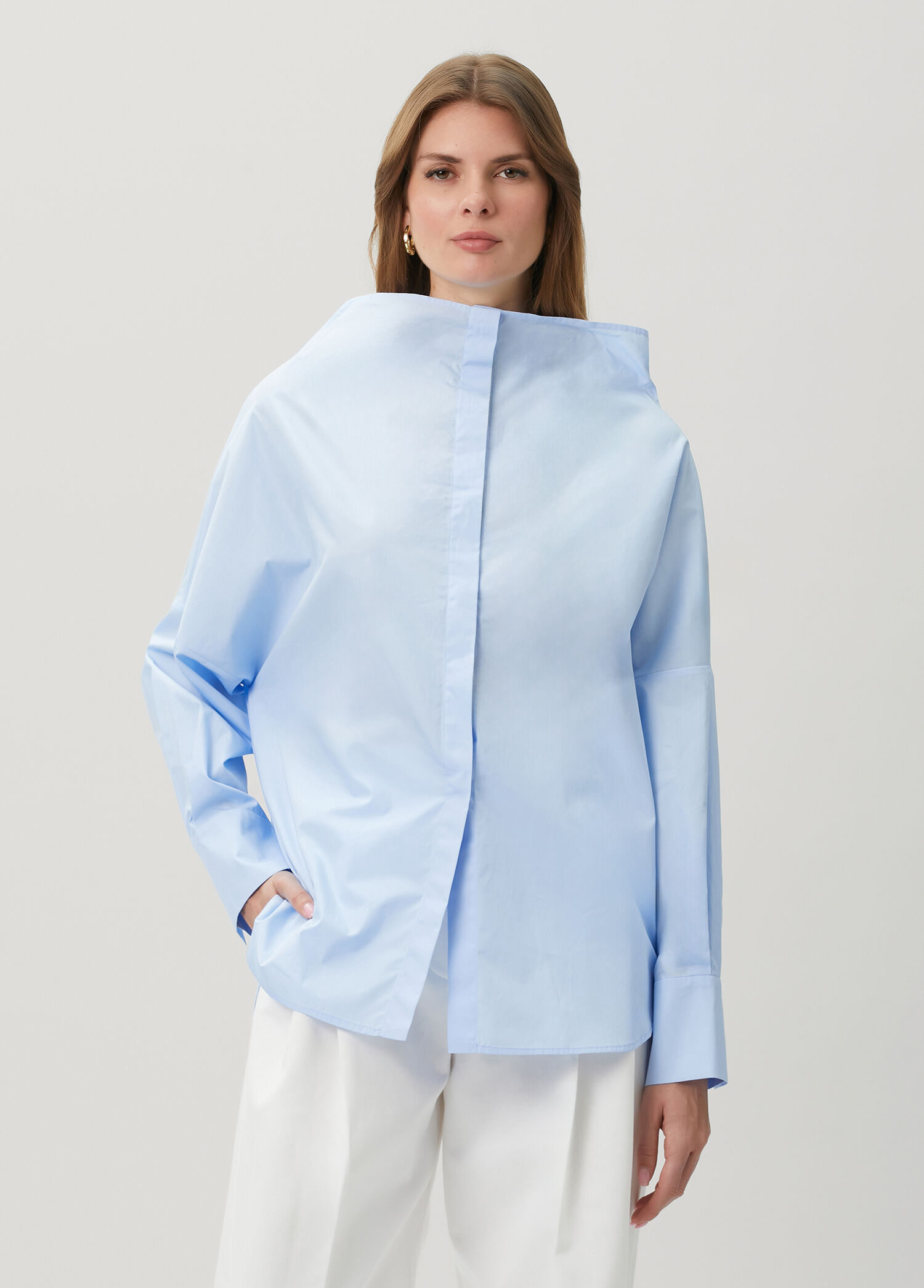 Blue High Neck Shirt