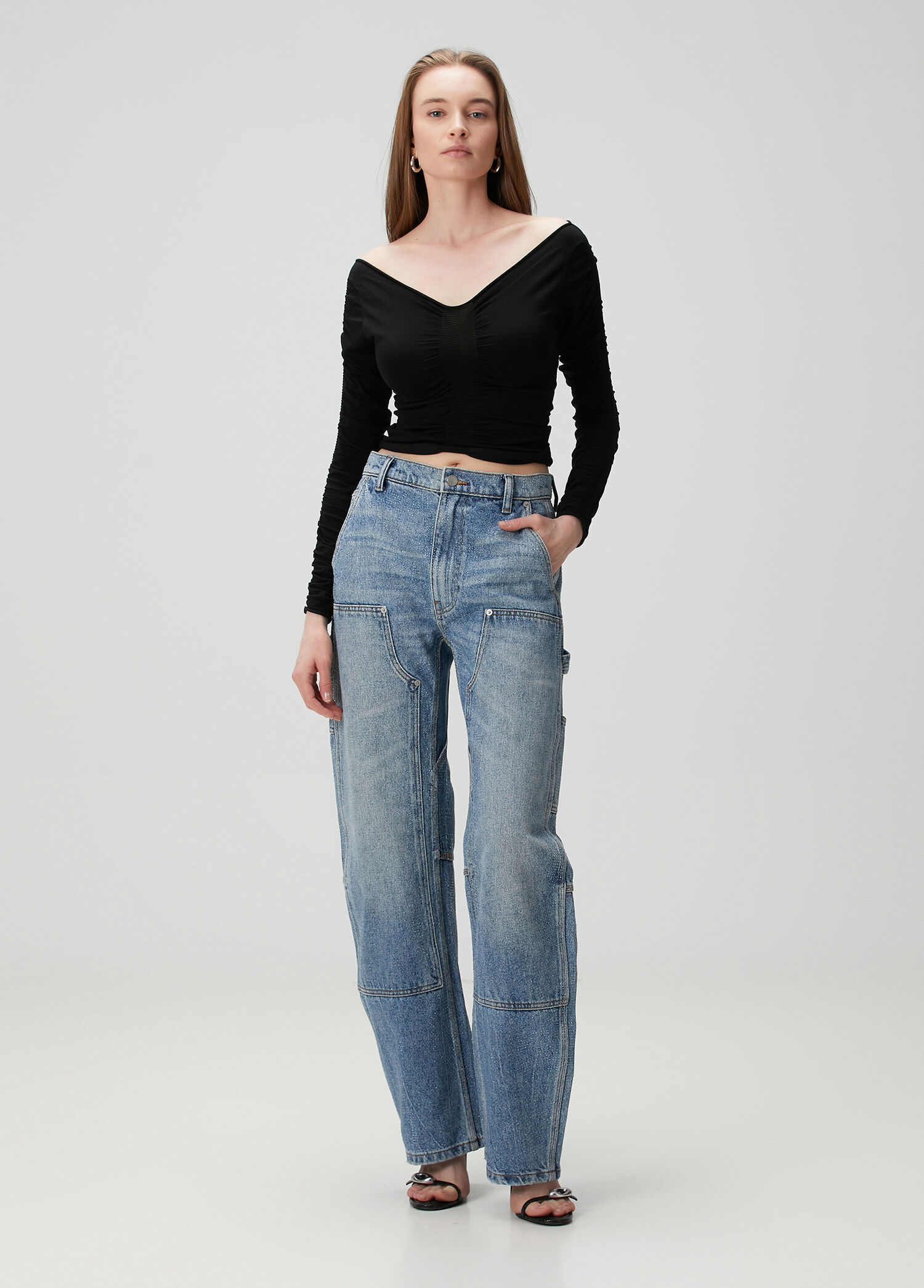 パンツ alexander wang archive hedi vibes jeans Alexander Wang - Mavi Taşlı Jean Pantolon - Mavi