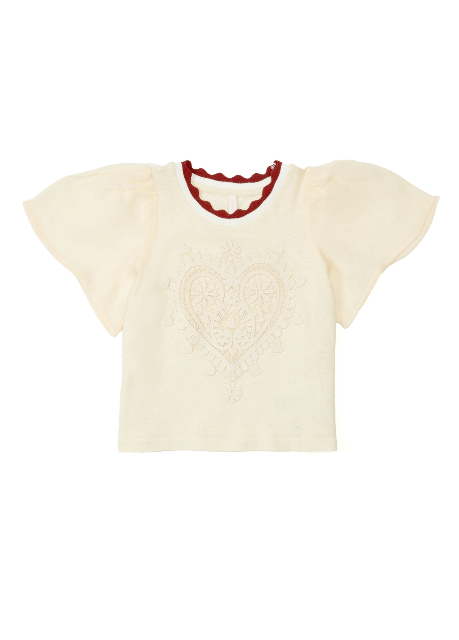 Krem Kız Çocuk Keten T-shirt