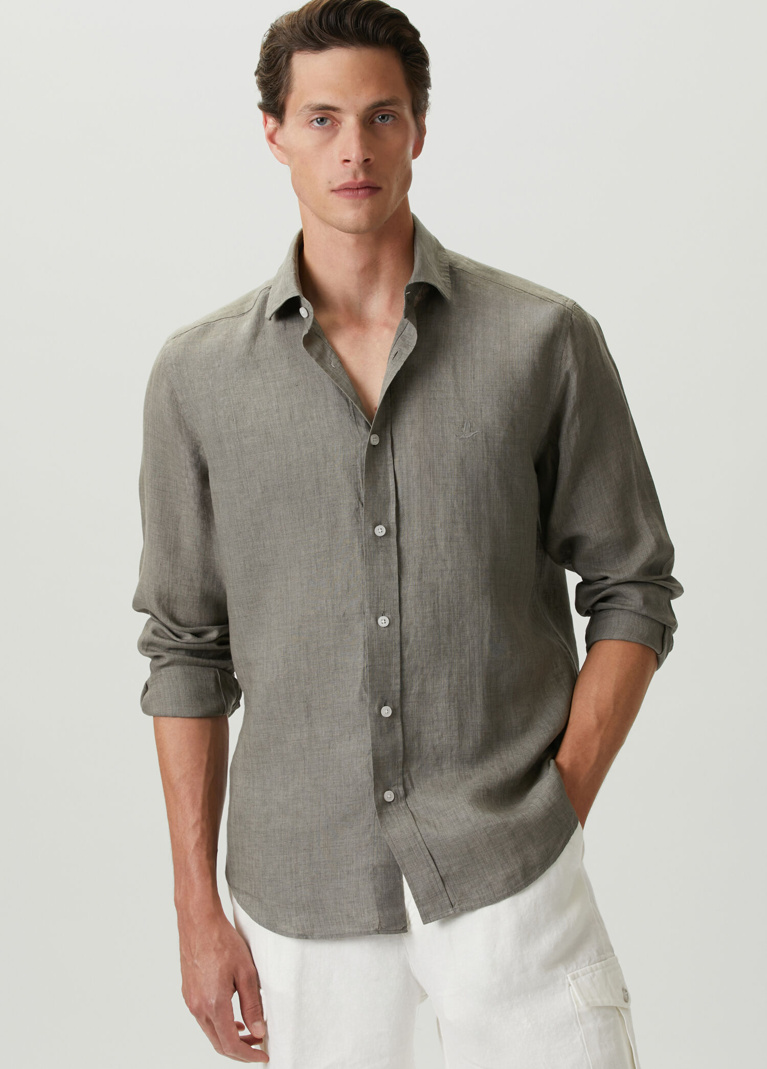 Comfort Fit Italian Collar Delave Linen Shirt