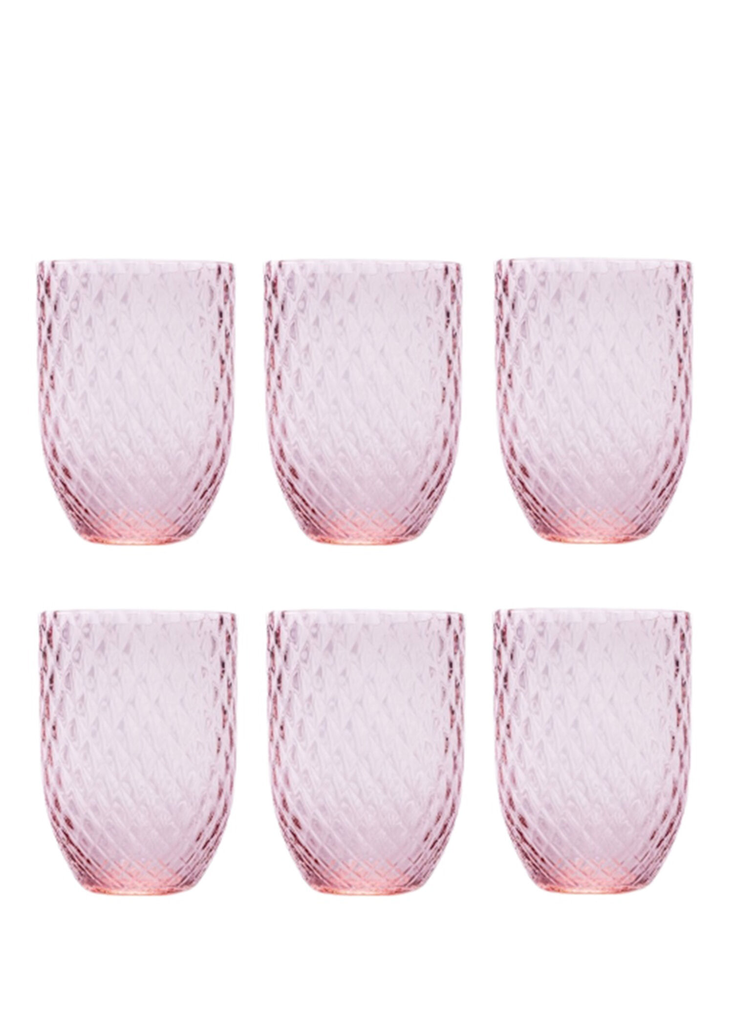 Pembe 6'lı Kristal Su ve Meşrubat Bardağı