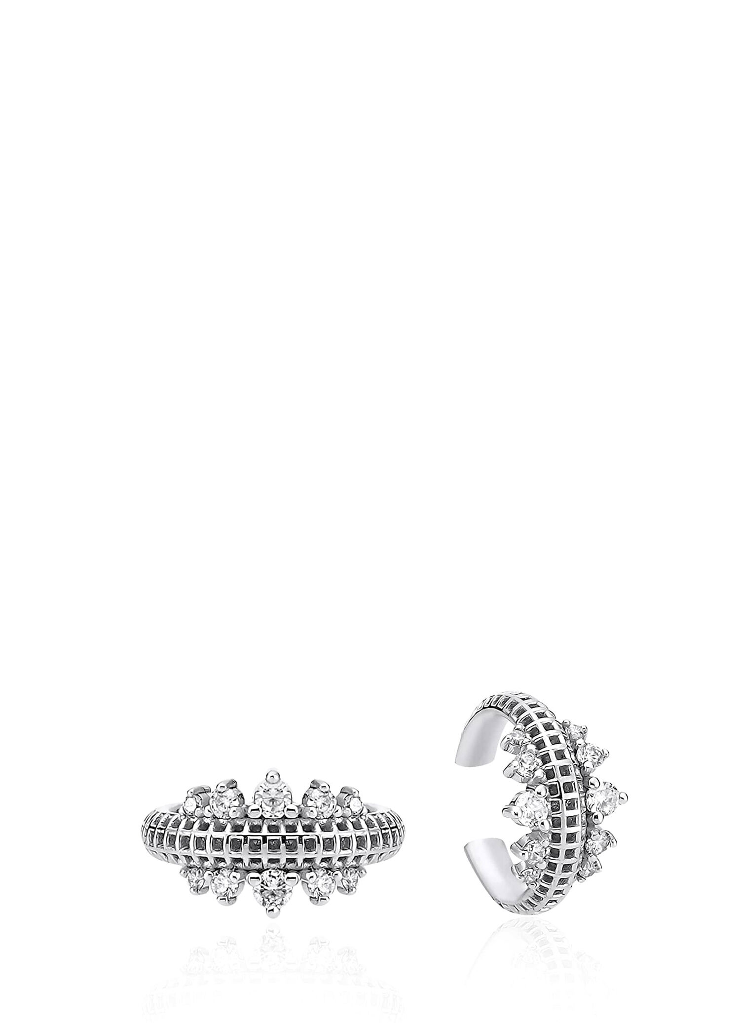 Two Sided Princess Semita 925 Ayar Gümüş Unisex Kıkırdak Küpe