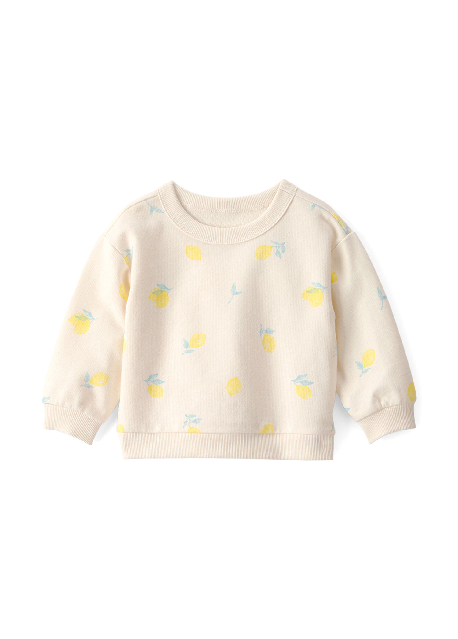 Limon Baskılı Bej Kız Bebek Sweatshirt