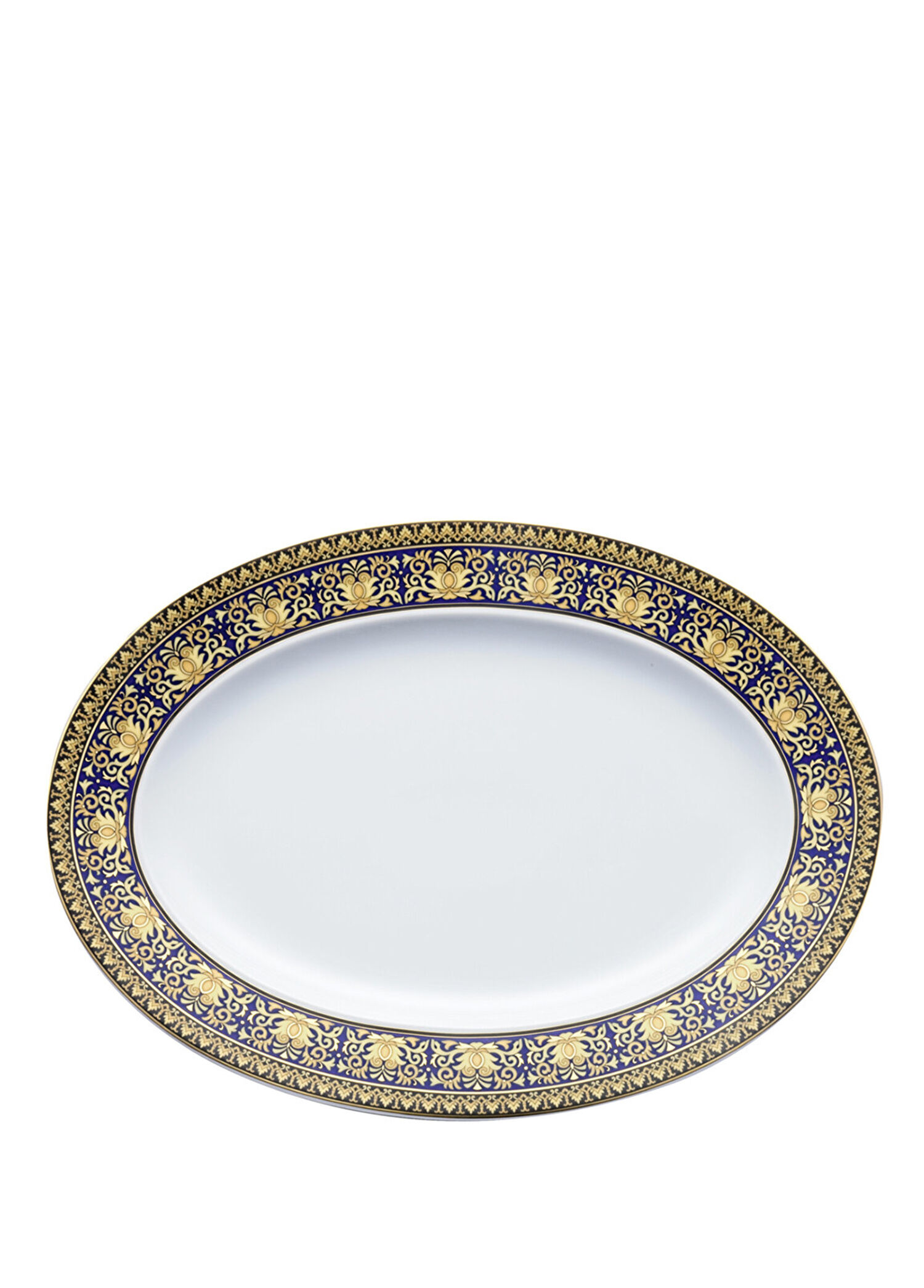 Medusa Mavi Oval Porselen Servis Tabağı 40 cm