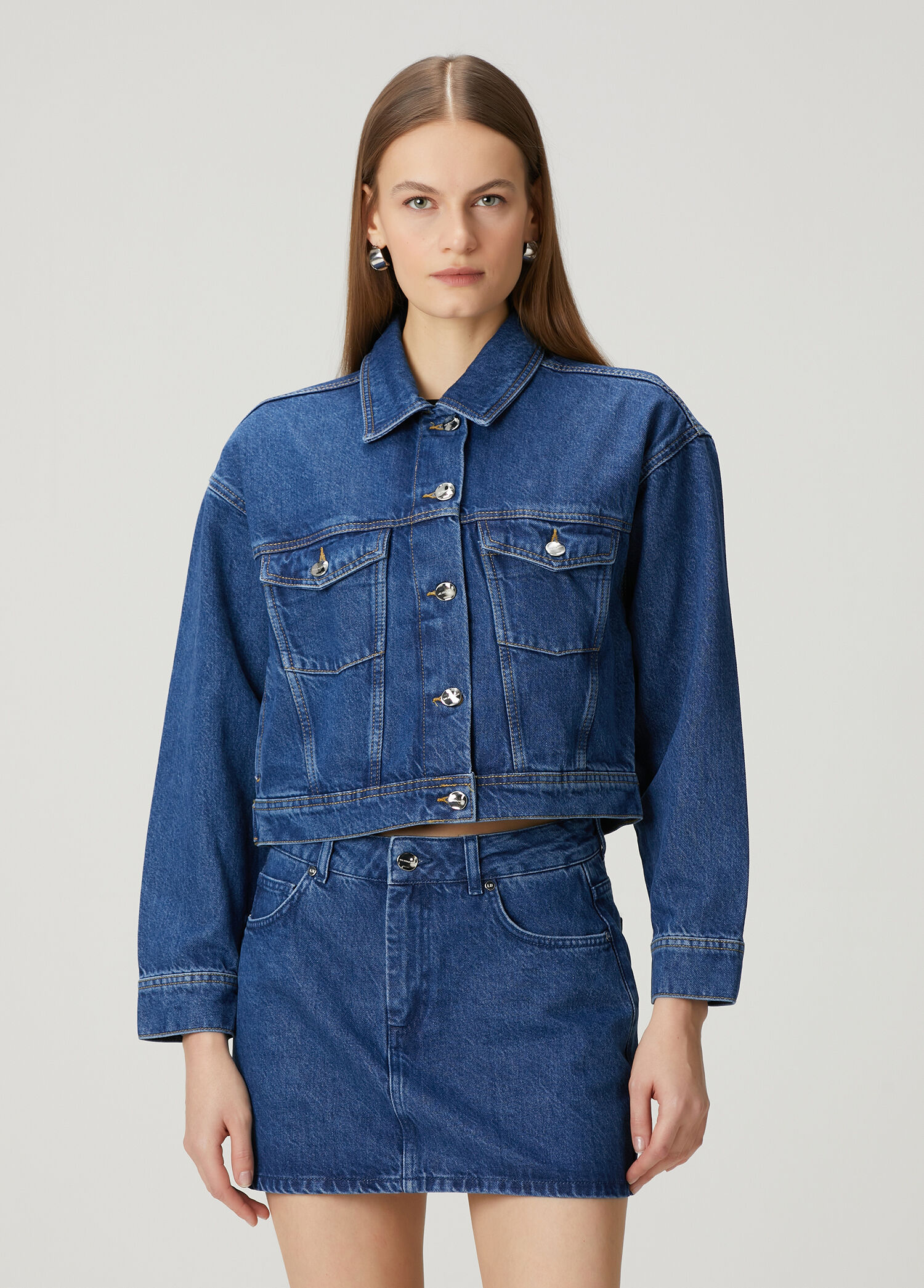 Koyu Mavi Denim Ceket