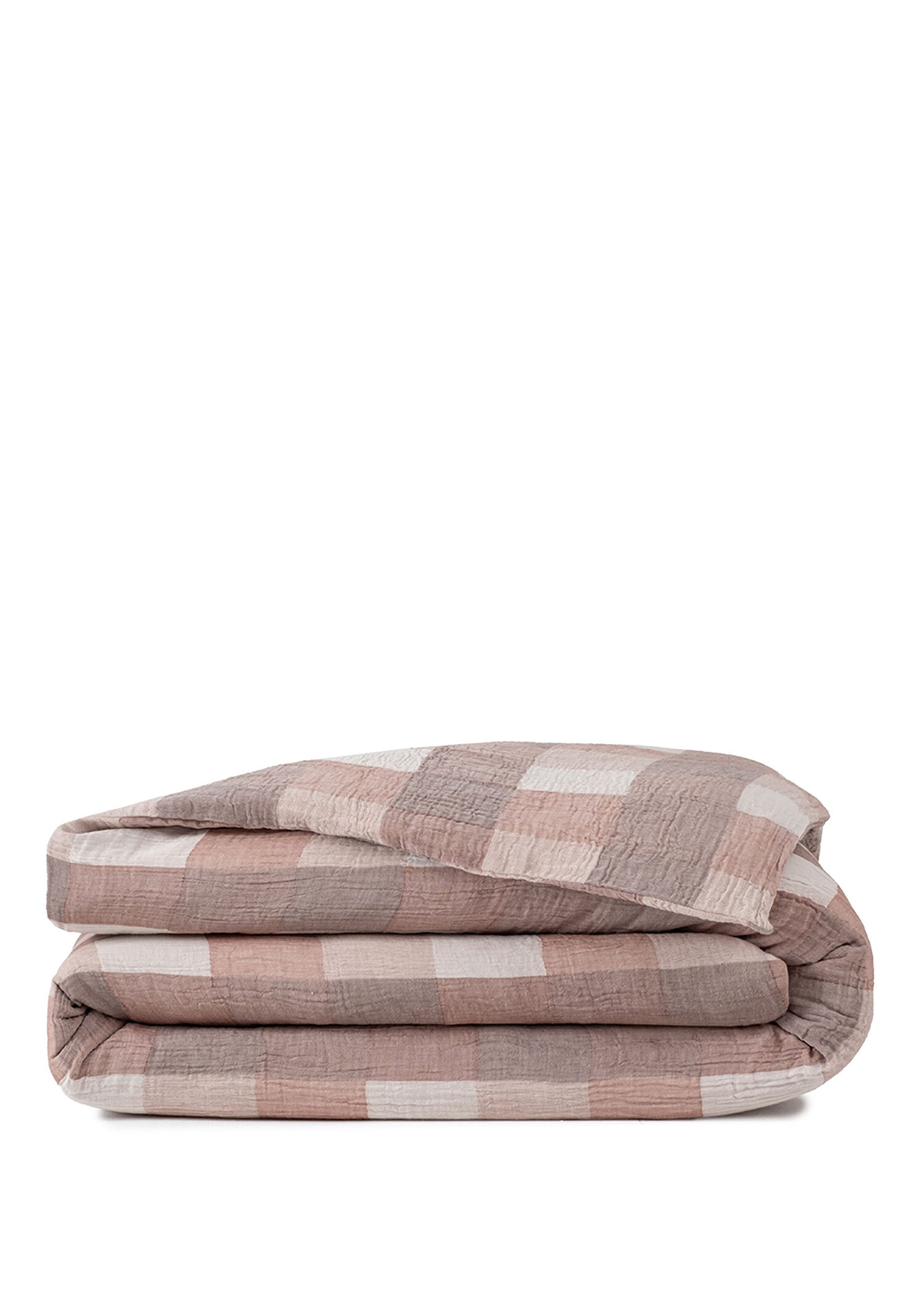 Gingham Gauze Koyu Kahve %100 Pamuk Çift Kişilik Nevresim Seti 200 x 220 cm