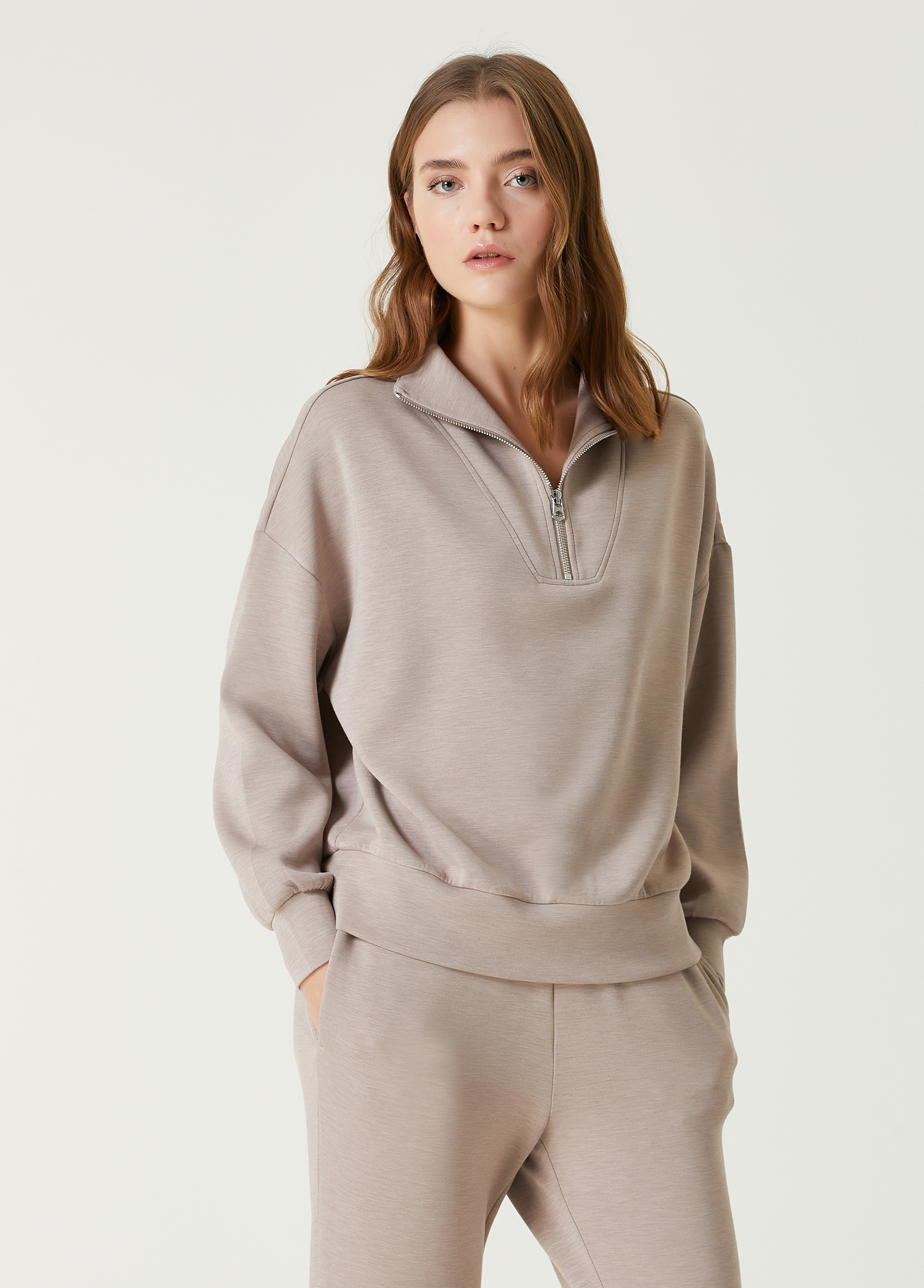 Vizon Fermuarlı Sweatshirt