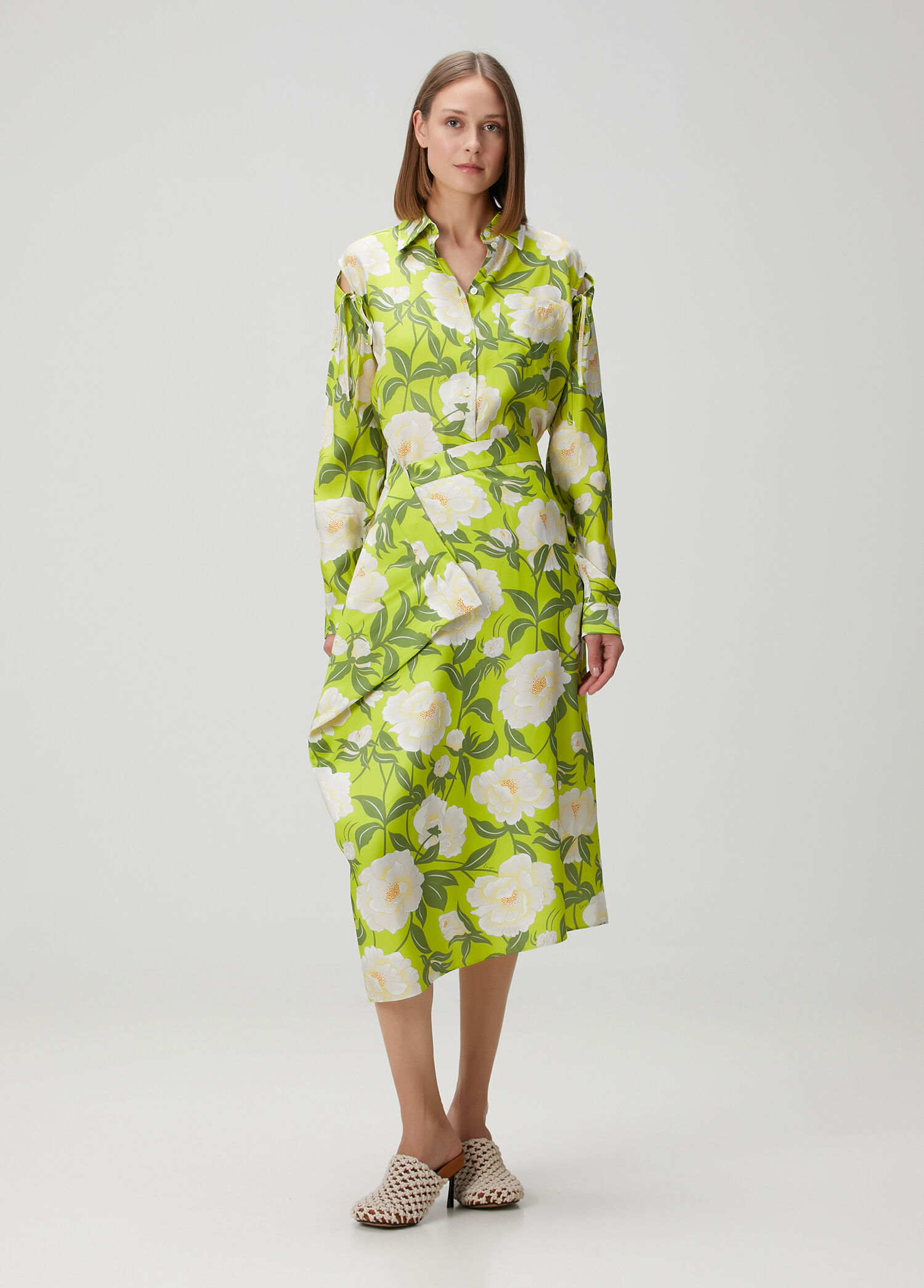 Kenzo Peonies Yeşil Midi Etek