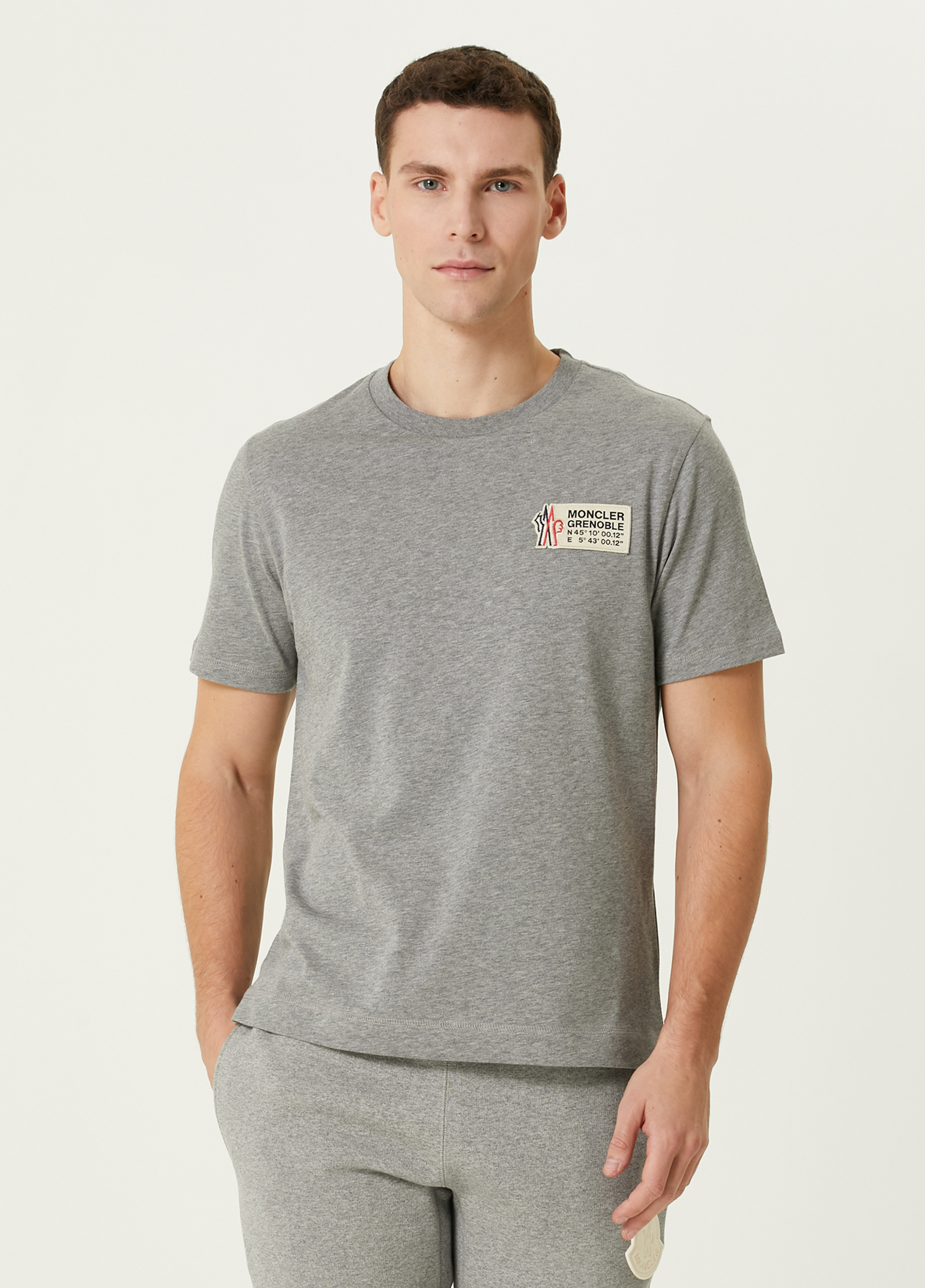 Gri Melanj Logo Detaylı T-shirt