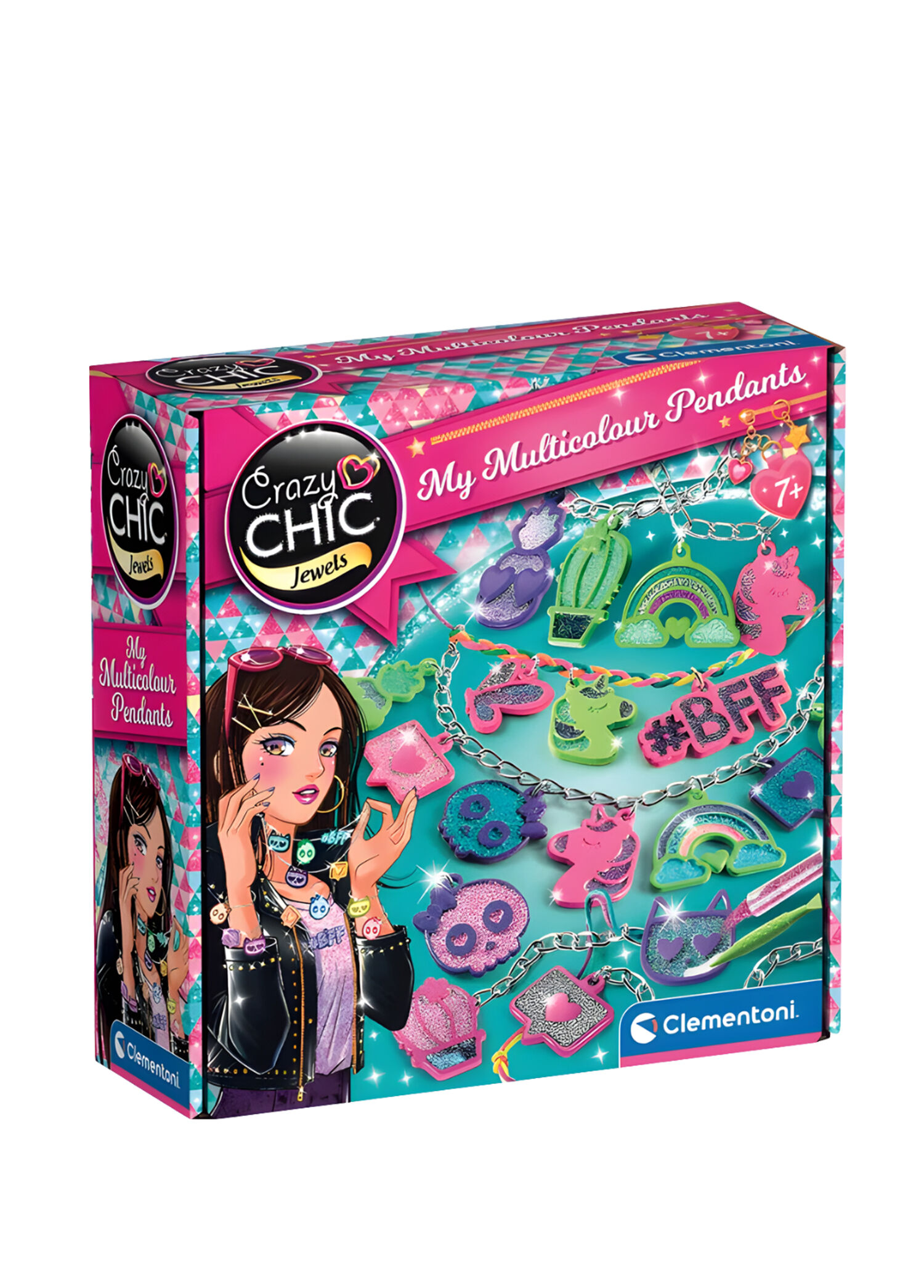 Clementoni - Crazy Chic Renkli Kız Çocuk Kolye Oyuncak Seti - Çok