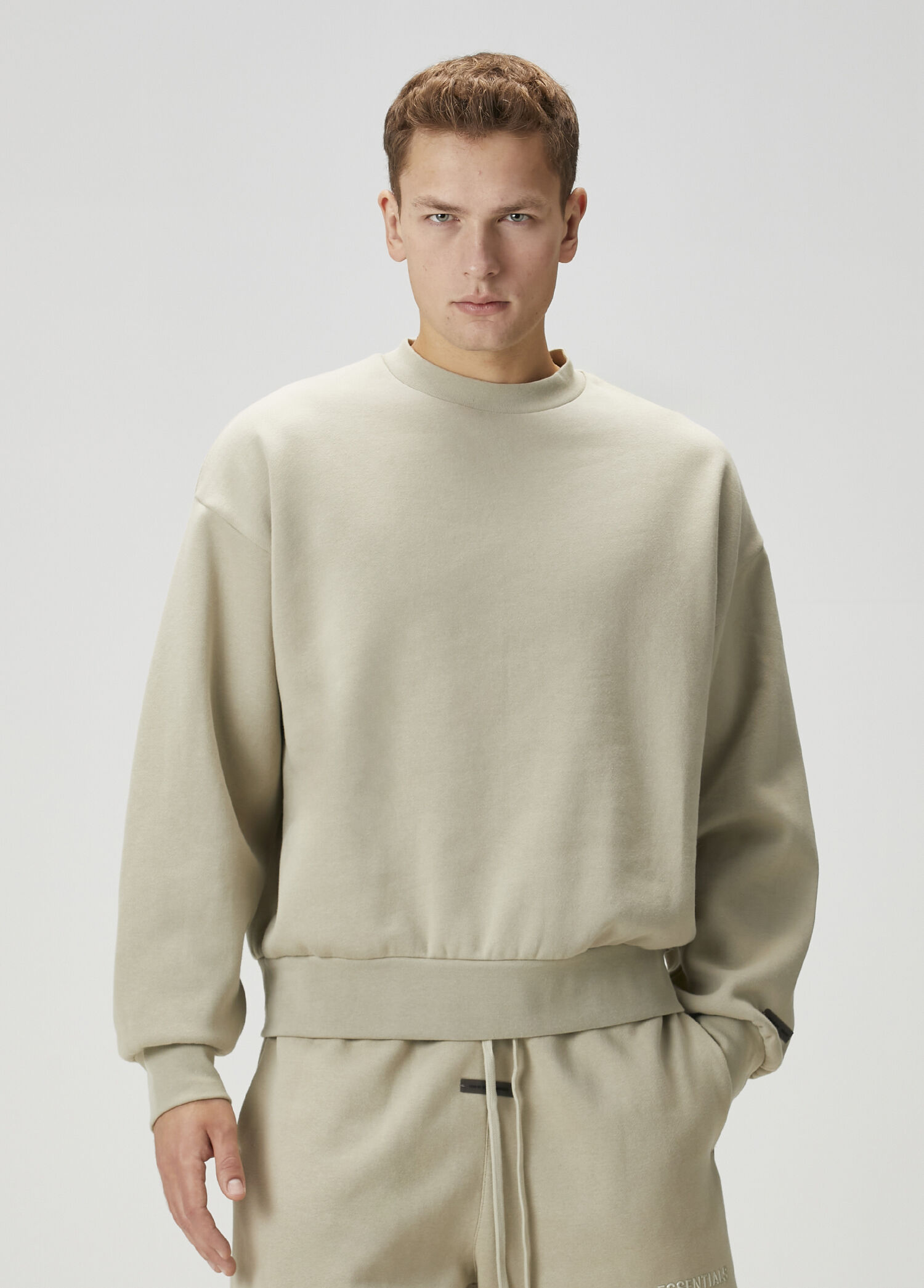 Gri Bej Logo Detaylı Sweatshirt