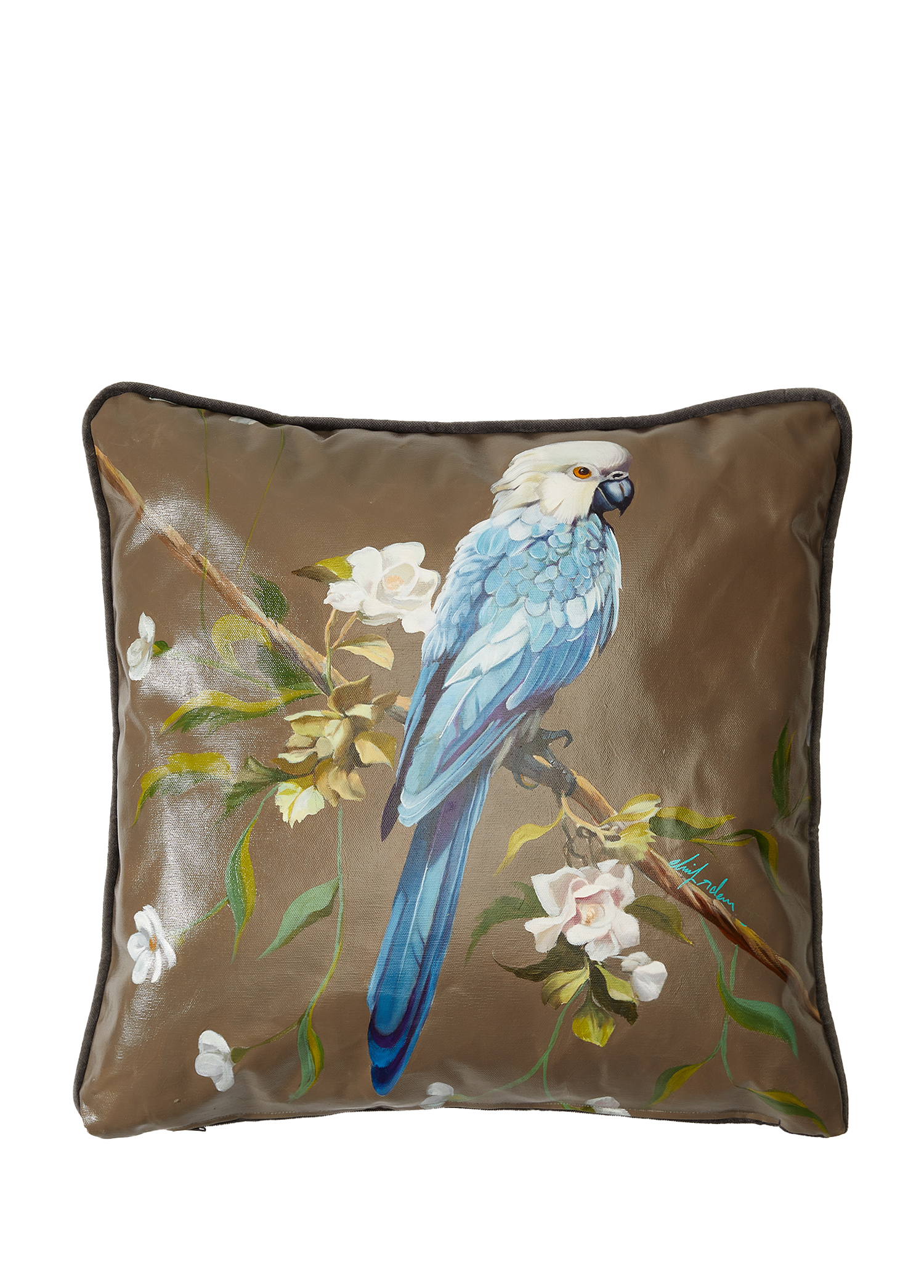 Parrot 2 Yağlı Boya 45x45 cm Dekoratif Yastık