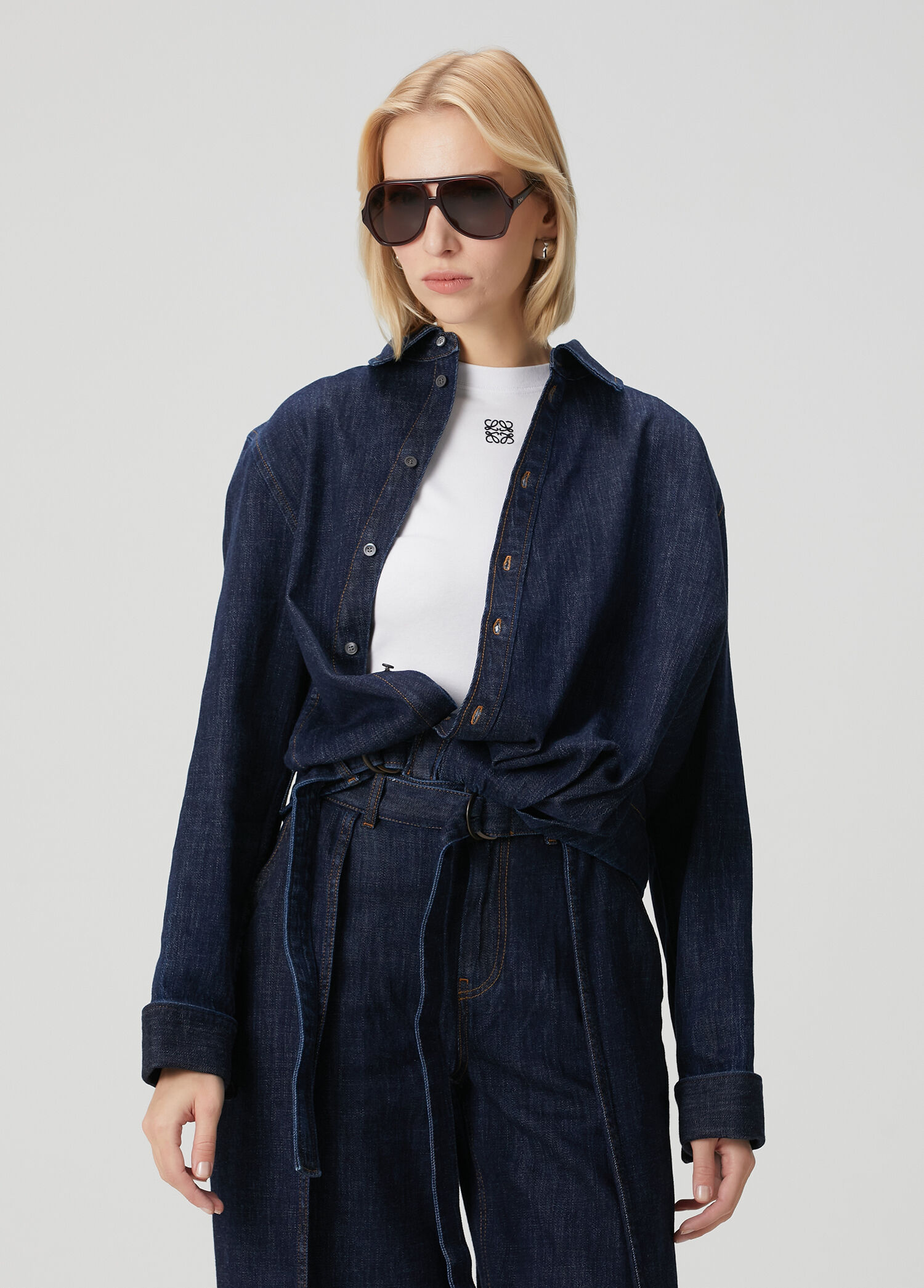 Koyu Mavi Denim Gömlek