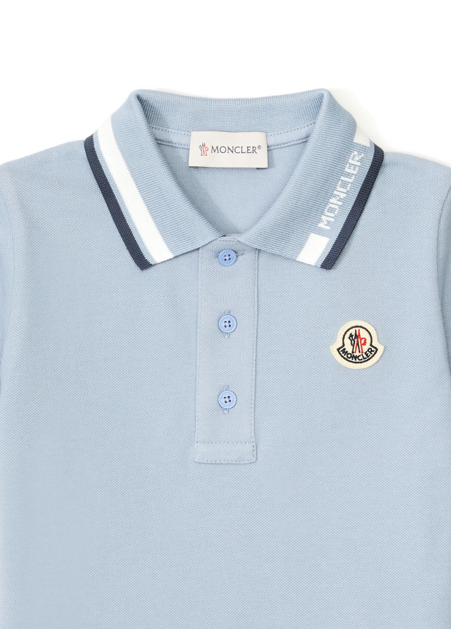 Moncler - Mavi Polo Yaka Erkek Çocuk T-shirt - Mavi