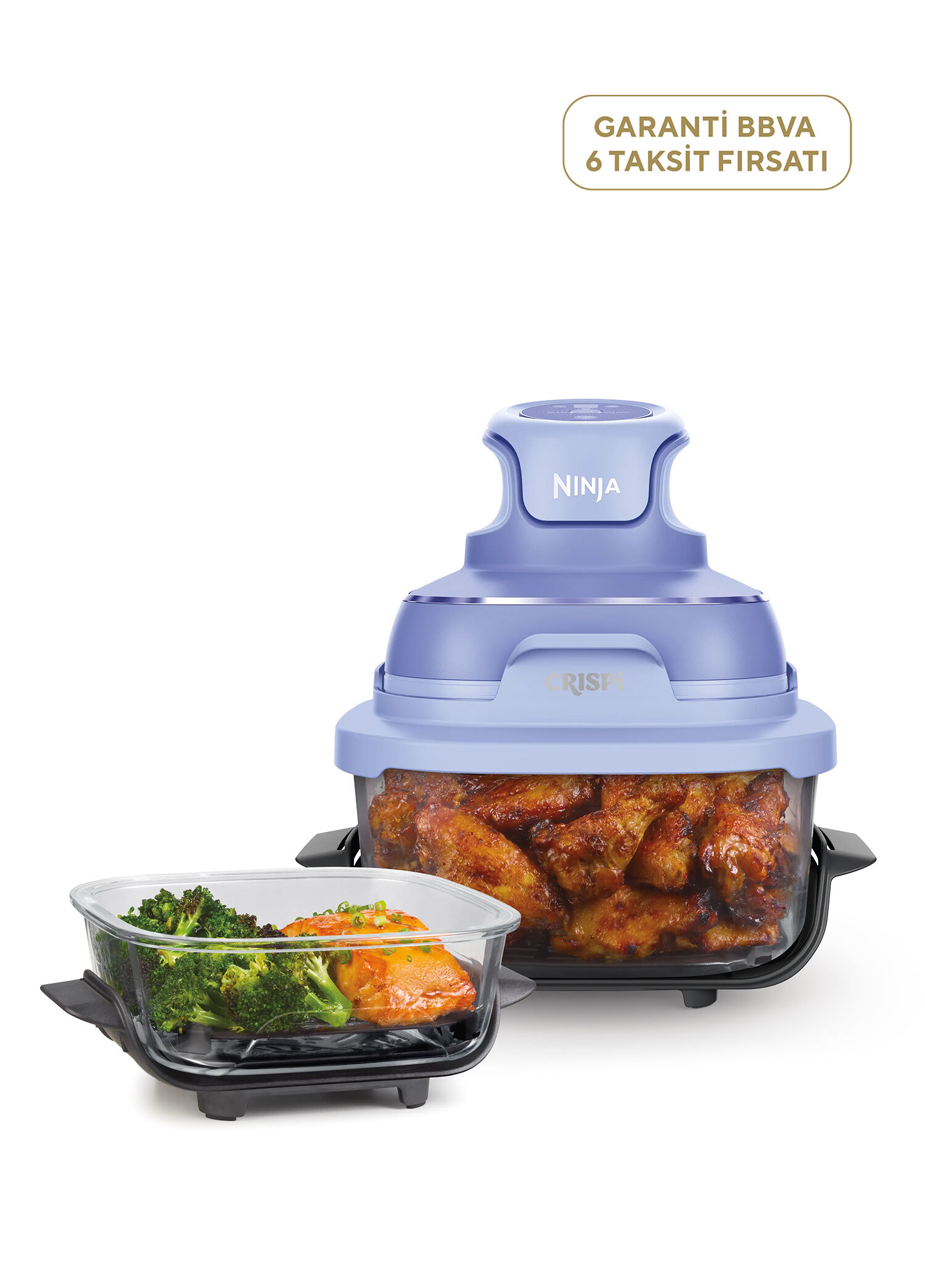 Crispi 4-in-1 Frosted Lila Taşınabilir Cam Hazneli Pişirme Sistemi