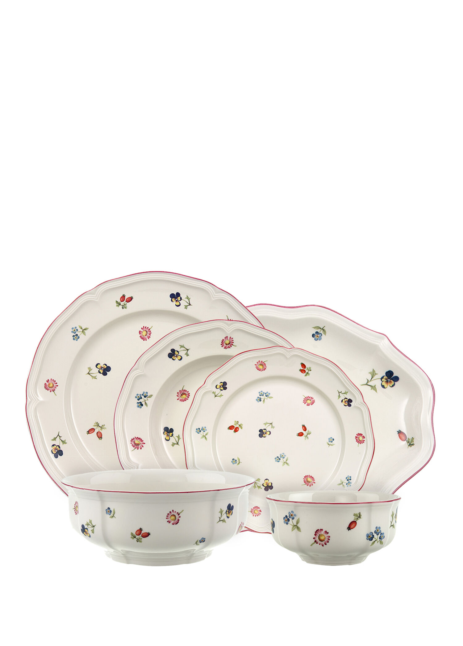 P Villeroy Boch Petite Fleur Cicek Desenli 12 Kisilik 51 Parca Porselen Yemek Takimi
