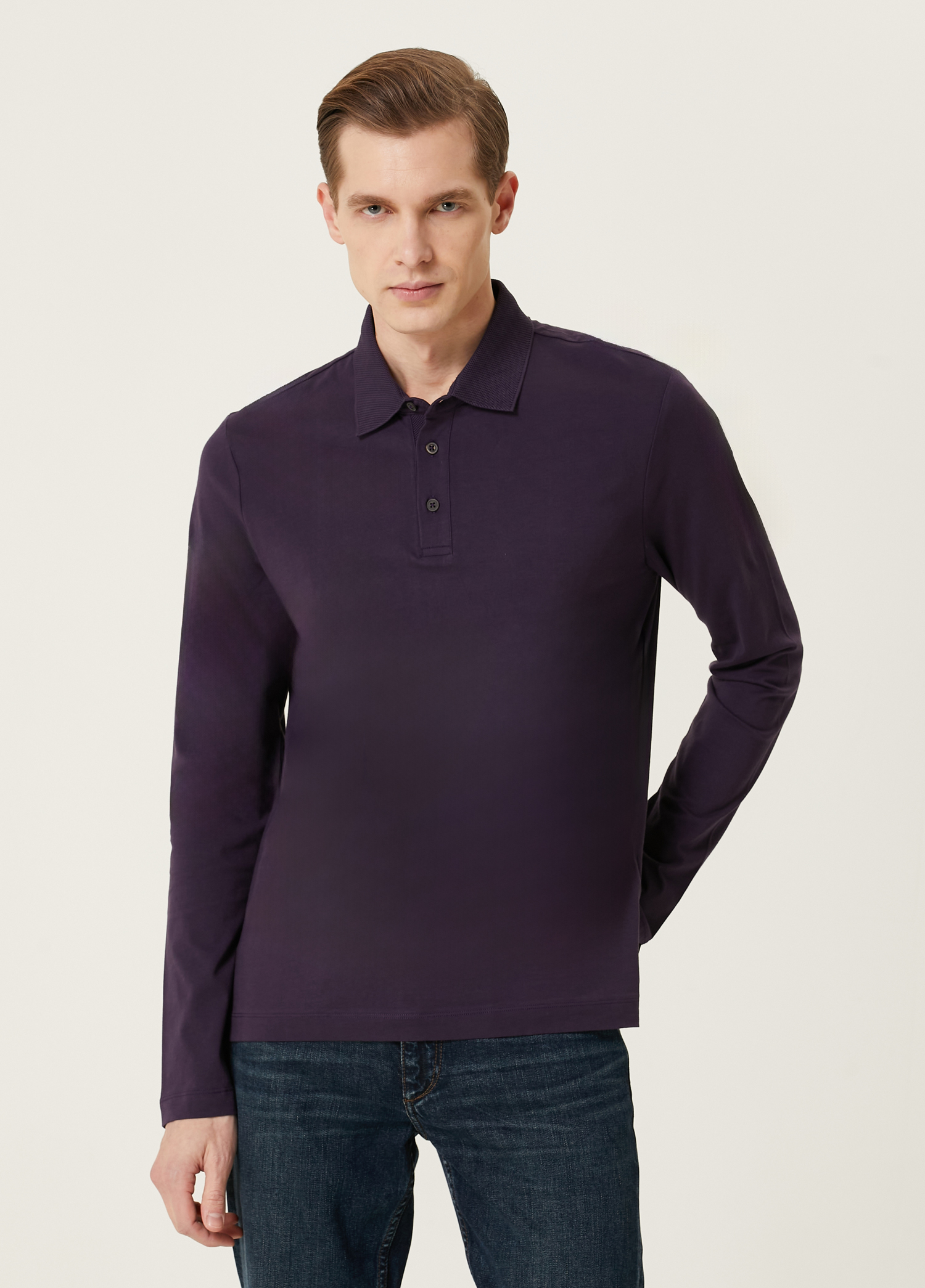 Mor Polo Yaka Sweatshirt