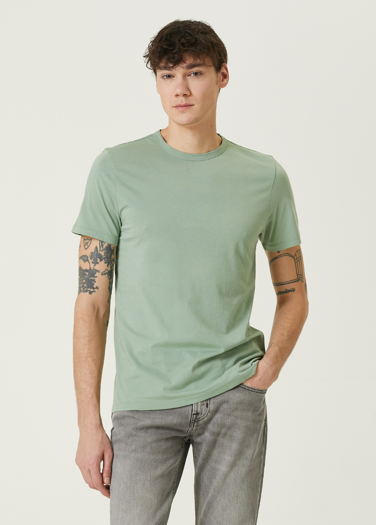 Celadon Açık Yeşil Basic T-shirt