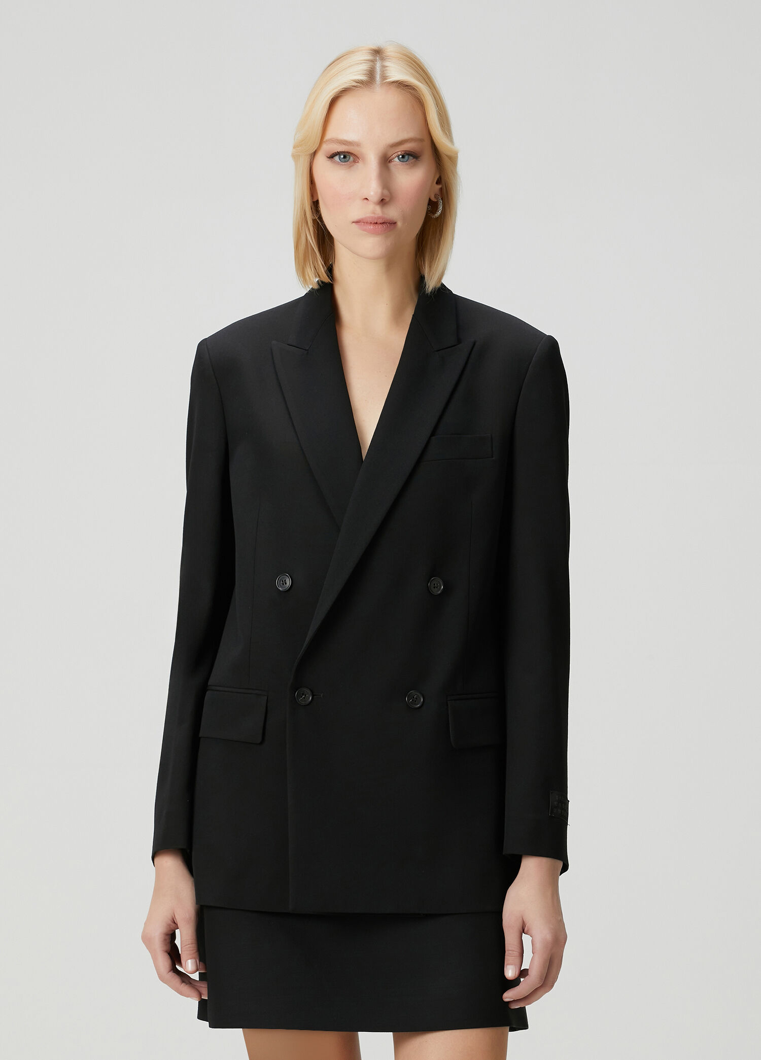 Siyah Kruvaze Blazer