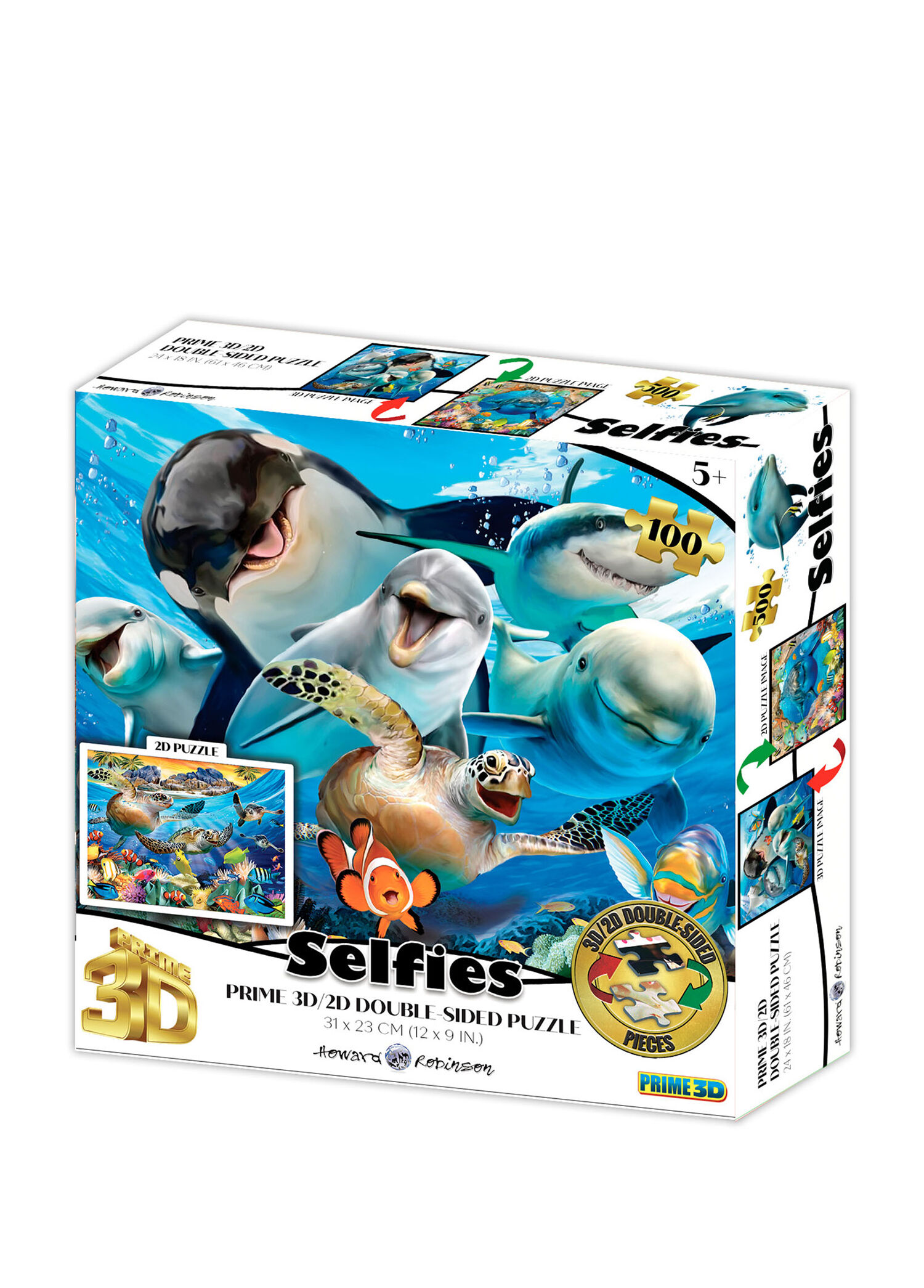 Deniz Canlıları ve Kaplumbağa Selfie Çift Taraflı 100 Parça 3D Puzzle