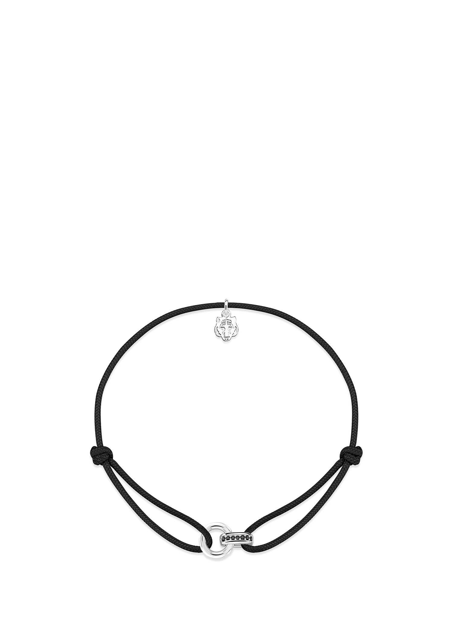 Linker Siyah İp Taşlı 925 Ayar Gümüş Unisex Bileklik