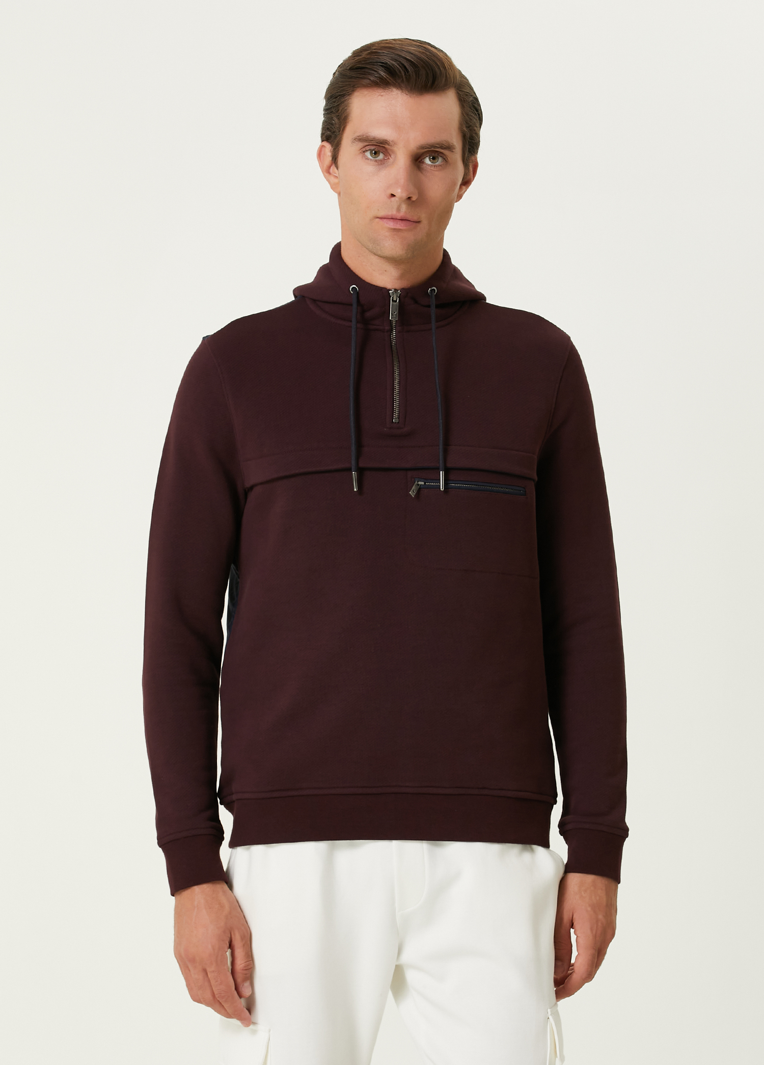 Bordo Kapüşonlu Sweatshirt