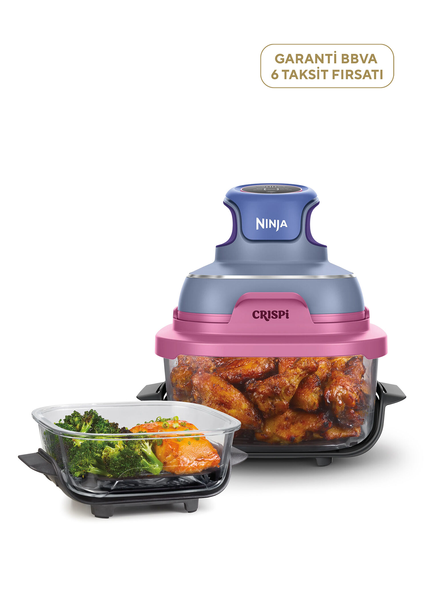 邦楽 CHOUJI - 1000EP Ninja - Crispi 4-in-1 Purple Mauve Taşınabilir Cam Hazneli Pişirme