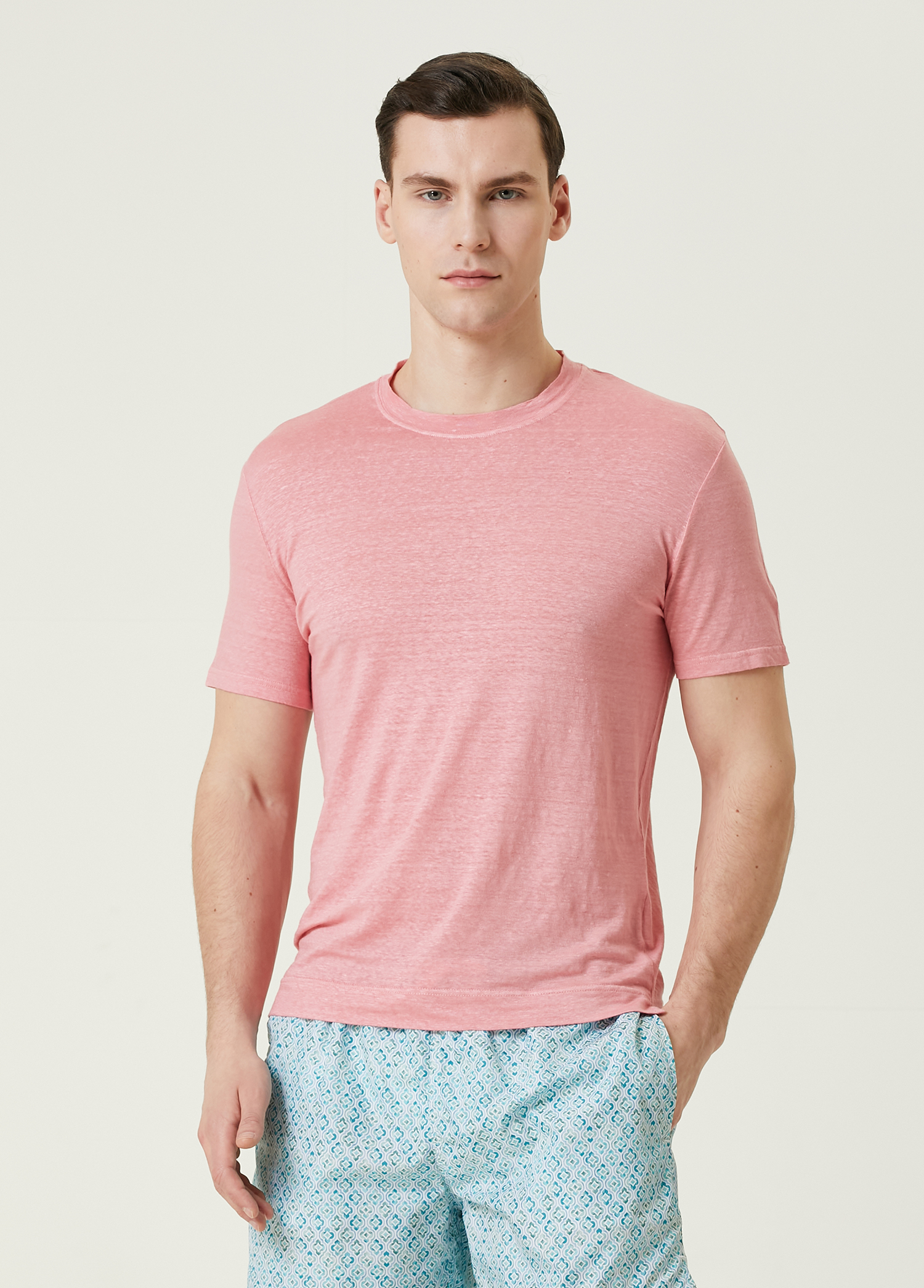 Pembe Keten T-shirt