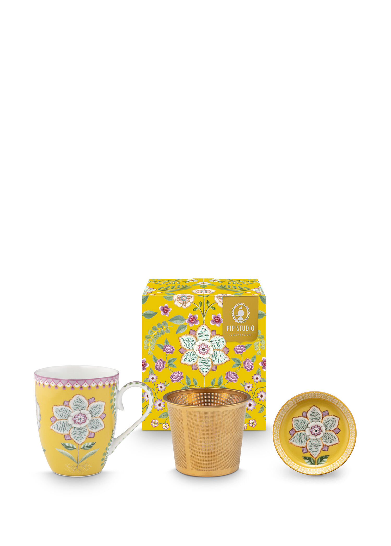Lily & Lotus Sarı Tek Kişilik Porselen Çay Seti