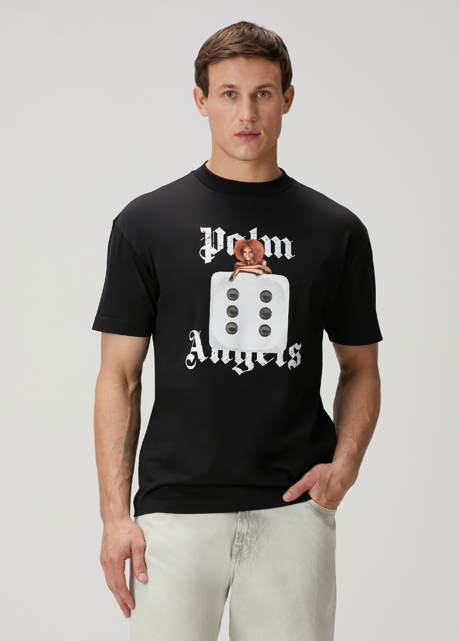 Palm Angels Siyah Erkek Holly Pin Up Siyah T-shirt 1638977