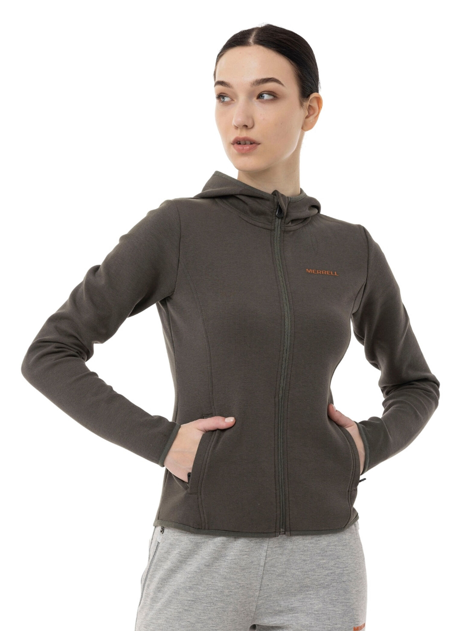 Shine Yeşil Fermuarlı Kapüşonlu Kadın Spor Sweatshirt