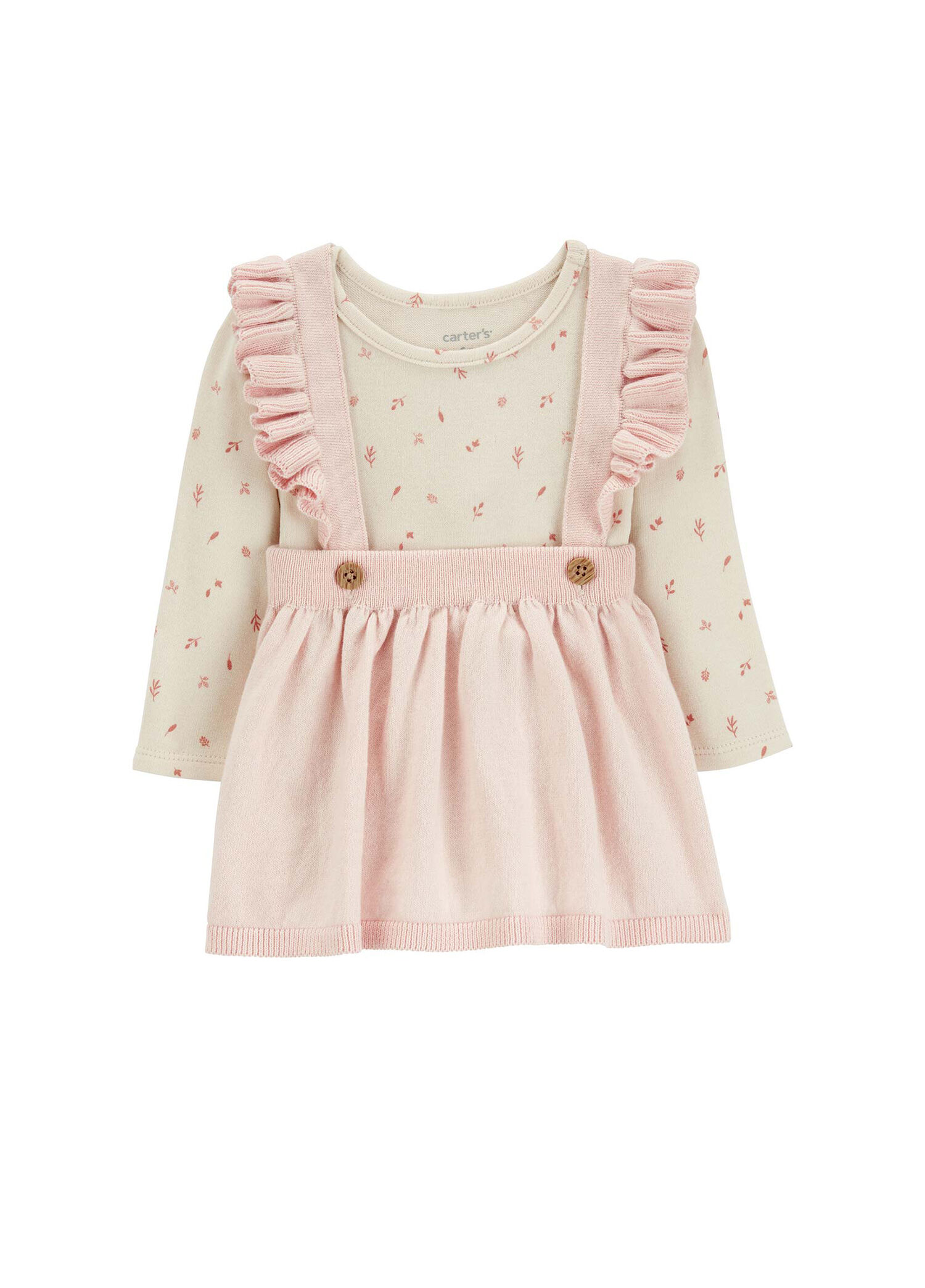 Uzun Kollu Tulum Elbise Kız Bebek 2'li Set