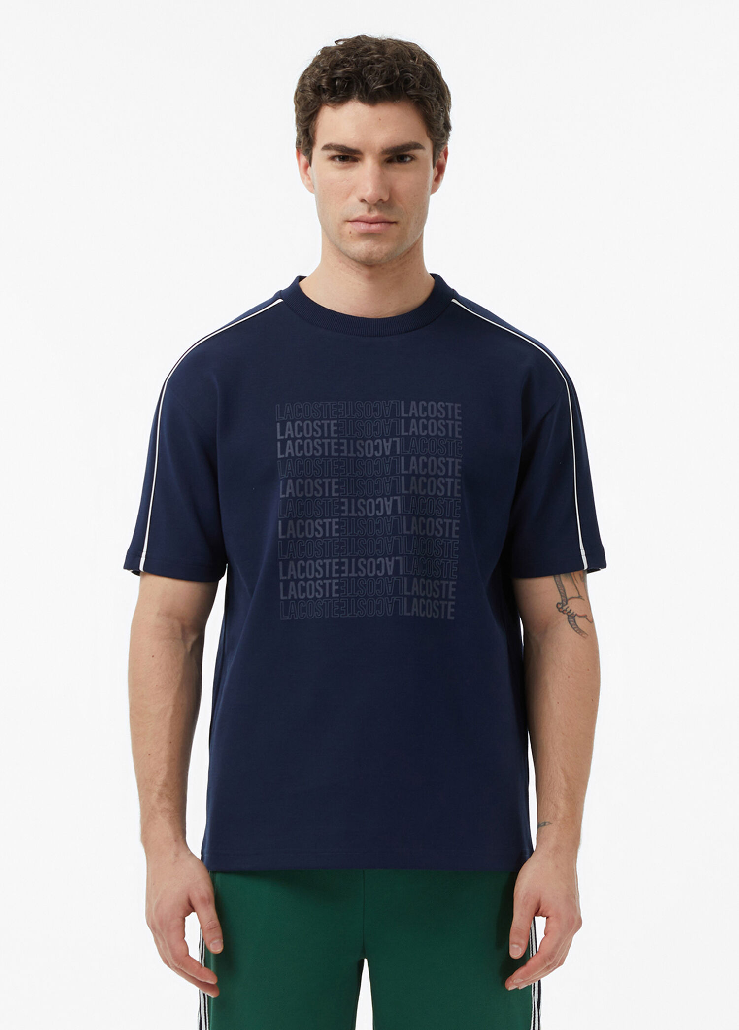 Lacivert Baskılı Relaxed Fit Bisiklet Yaka Kısa Kollu Erkek T-Shirt