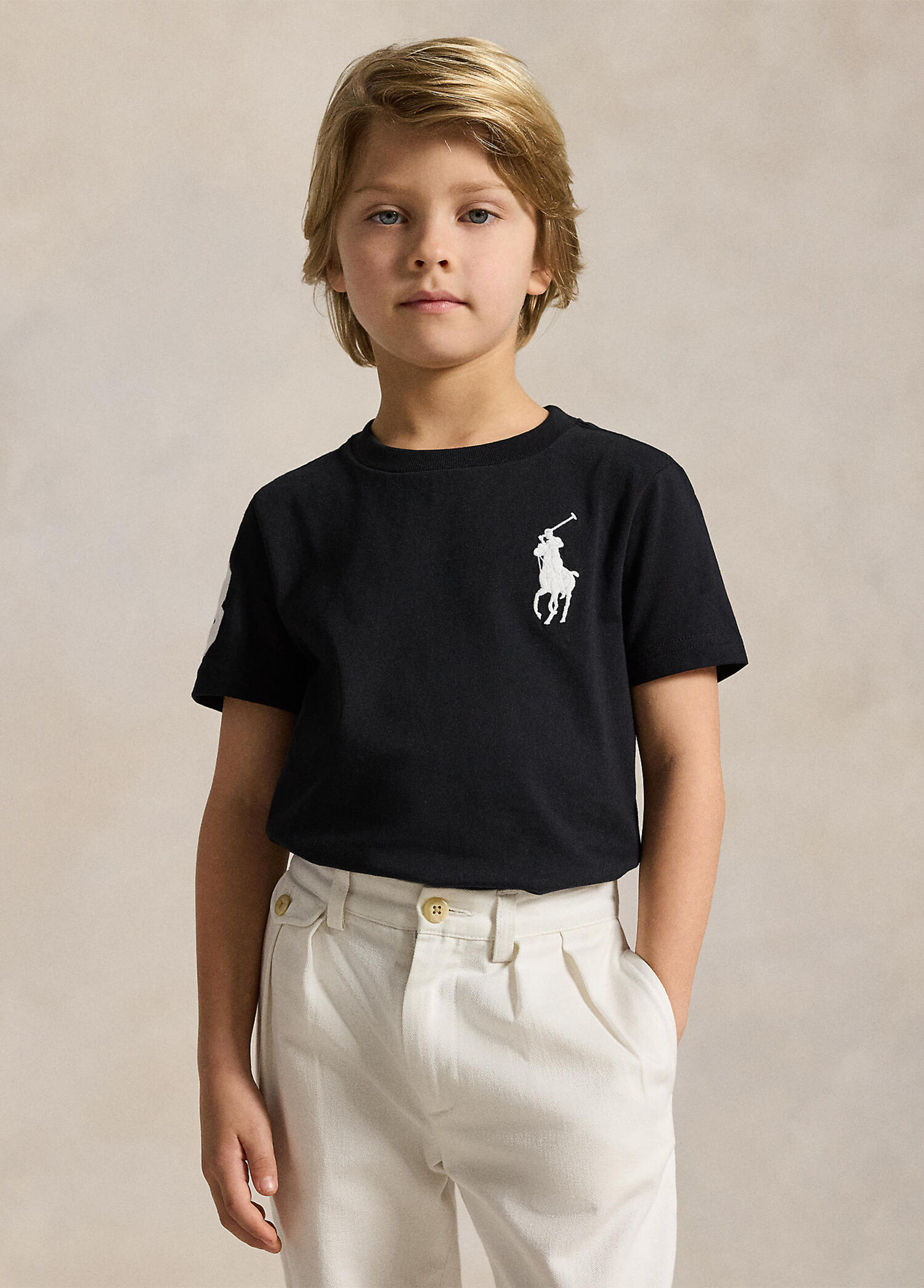 Siyah Logo Nakışlı Unisex Çocuk T-shirt