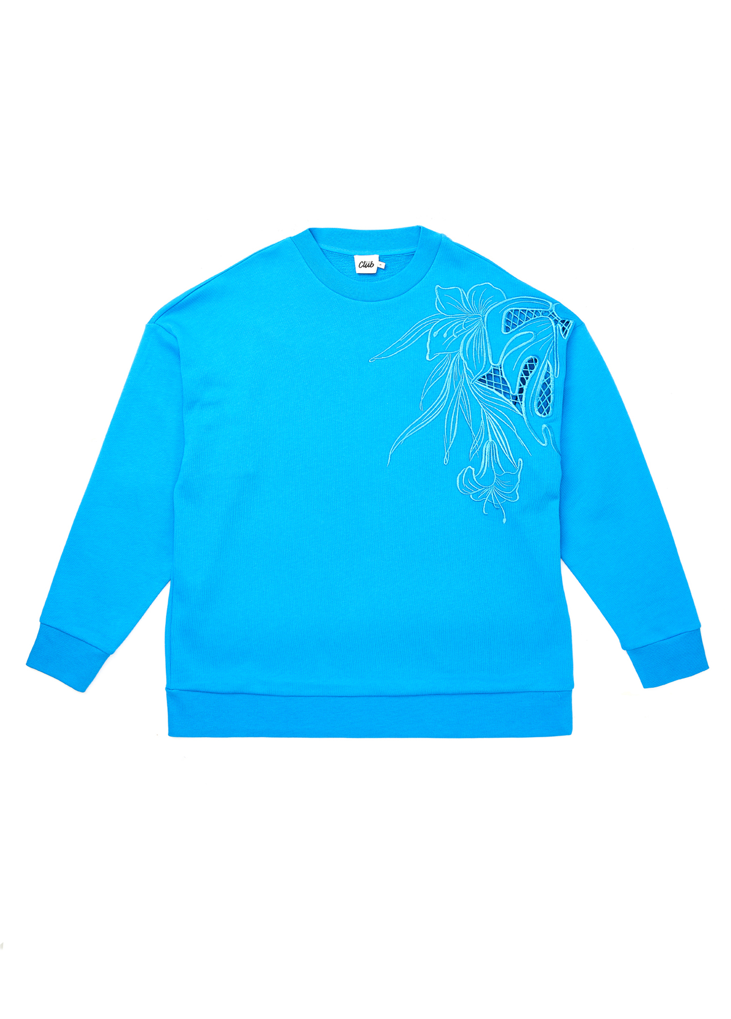 Mavi Bisiklet Yaka Nakış Detaylı Sweatshirt_6