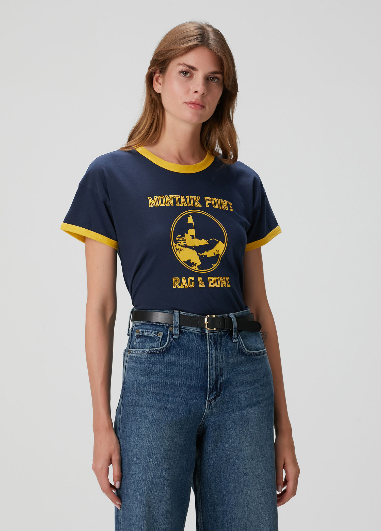 Montauk Boxy Ringer Lacivert T-shirt