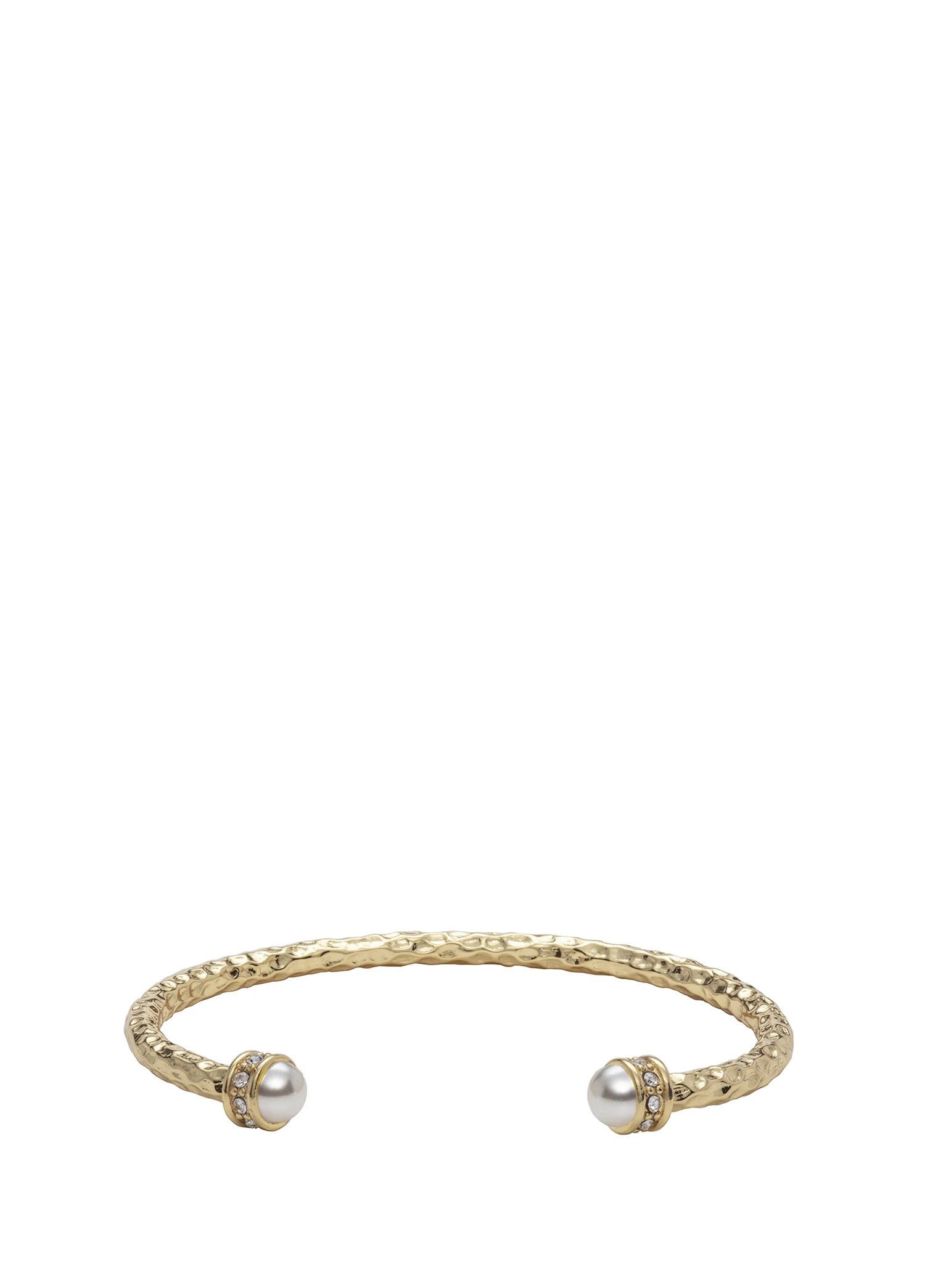 Hammered Torque Pearl ve Gold Bangle Kadın Bileklik