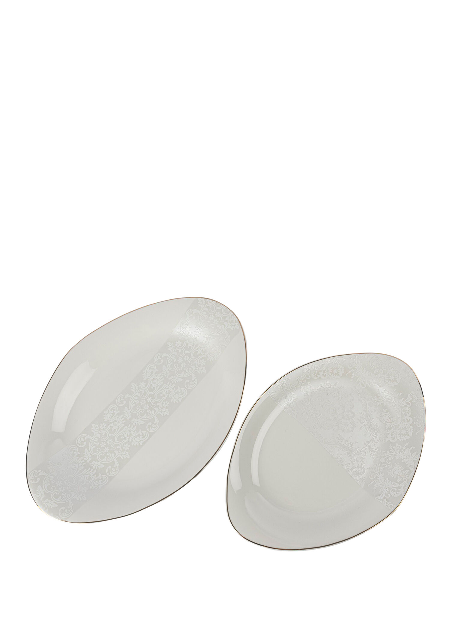 Pearl Mist Taş Rengi Porselen 2'li Oval Tabak Seti