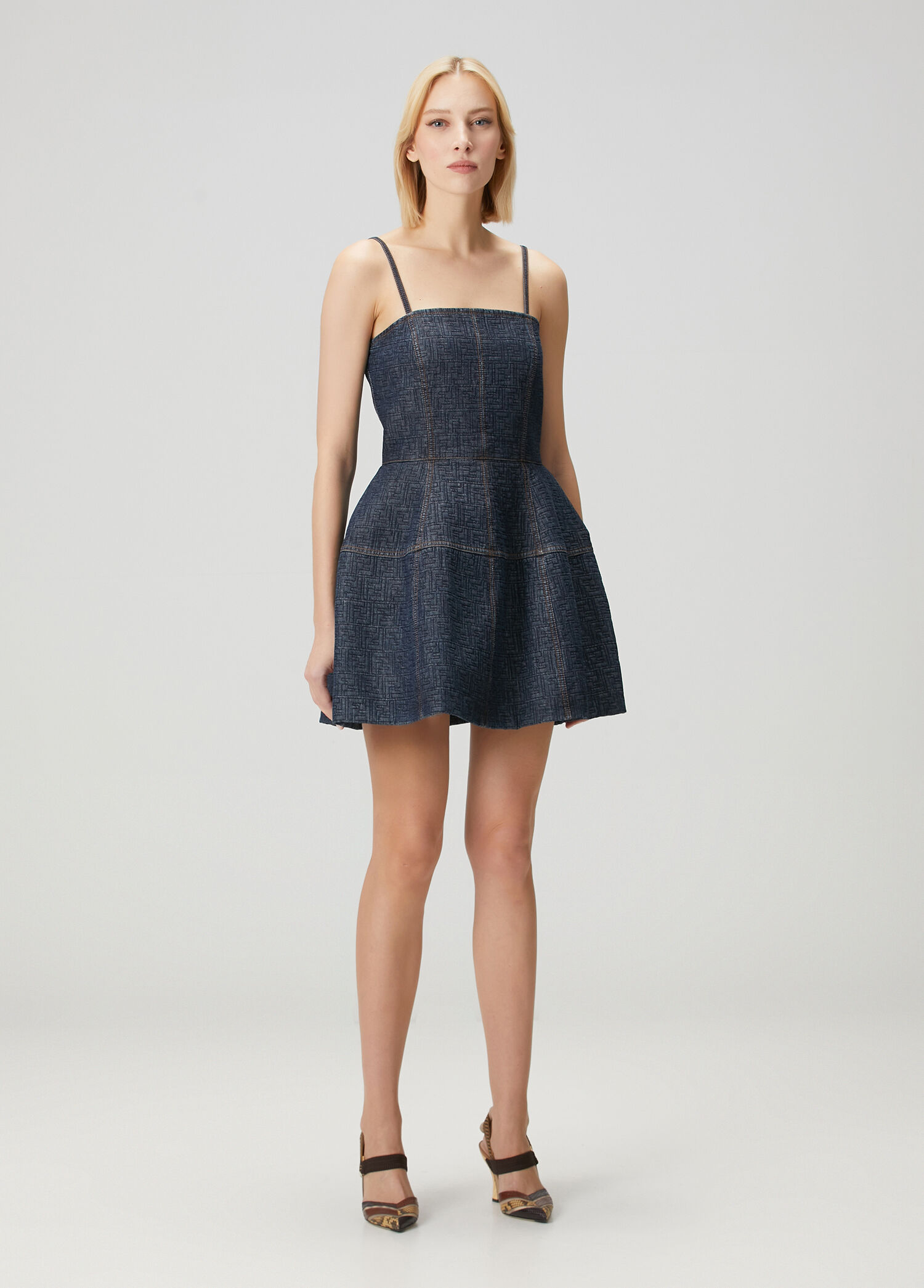 Mavi Logo Motifli Mini Denim Elbise