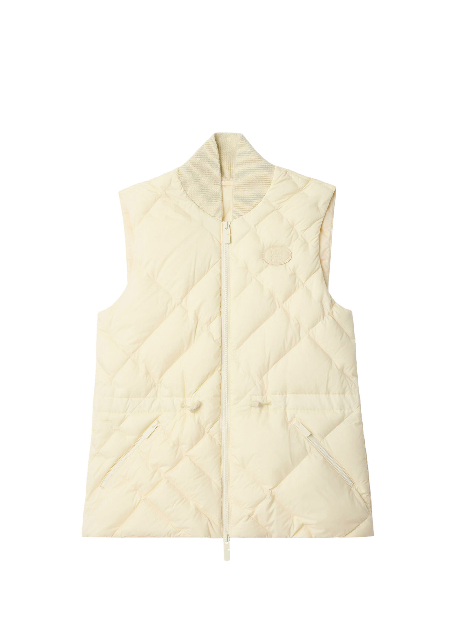 Check-Stitch Nylon Gilet Beyaz Kadın Yelek