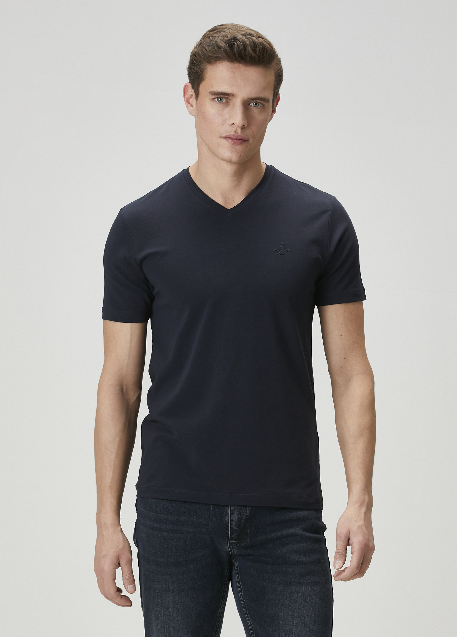 Lacivert V Yaka T-shirt