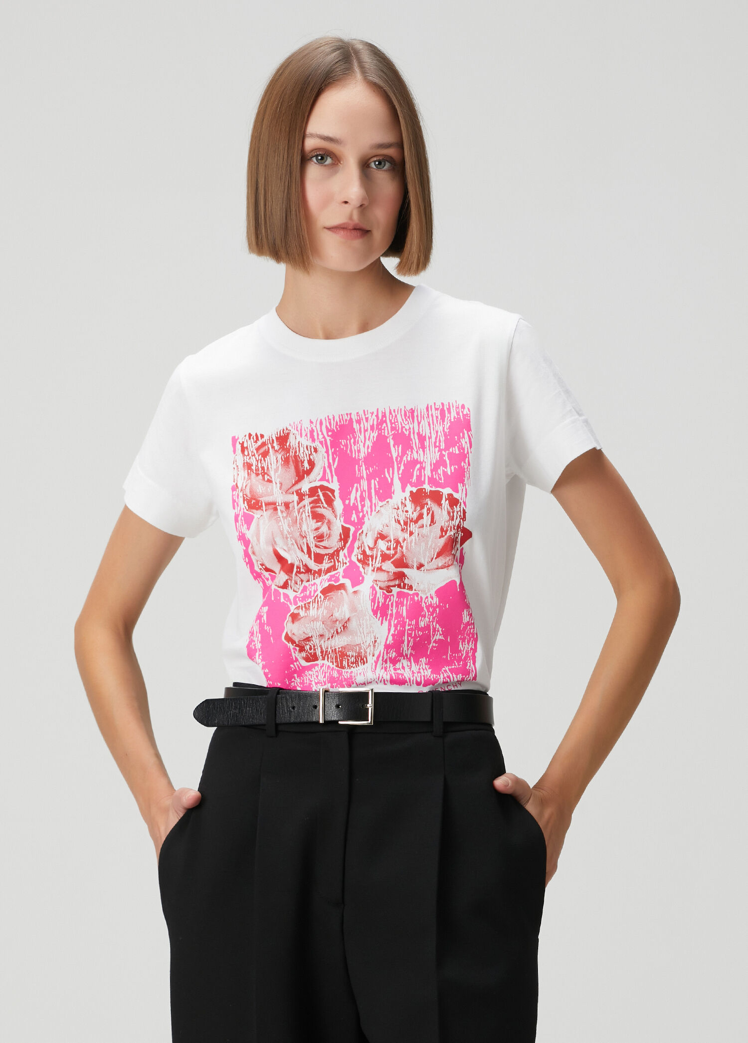 Beyaz Grafik Baskılı T-shirt