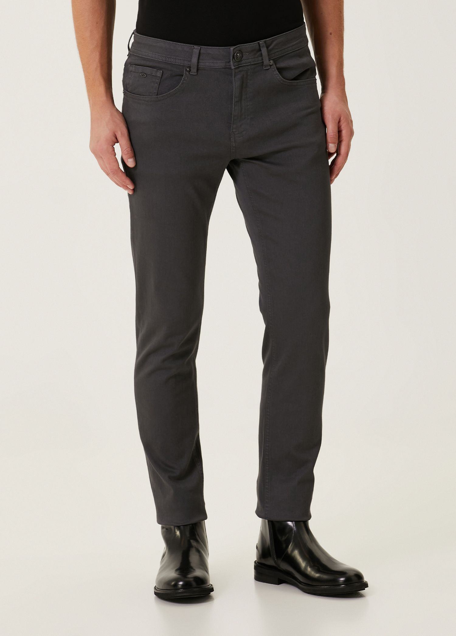 Slim Fit Antrasit Non-Denim Pantolon_1