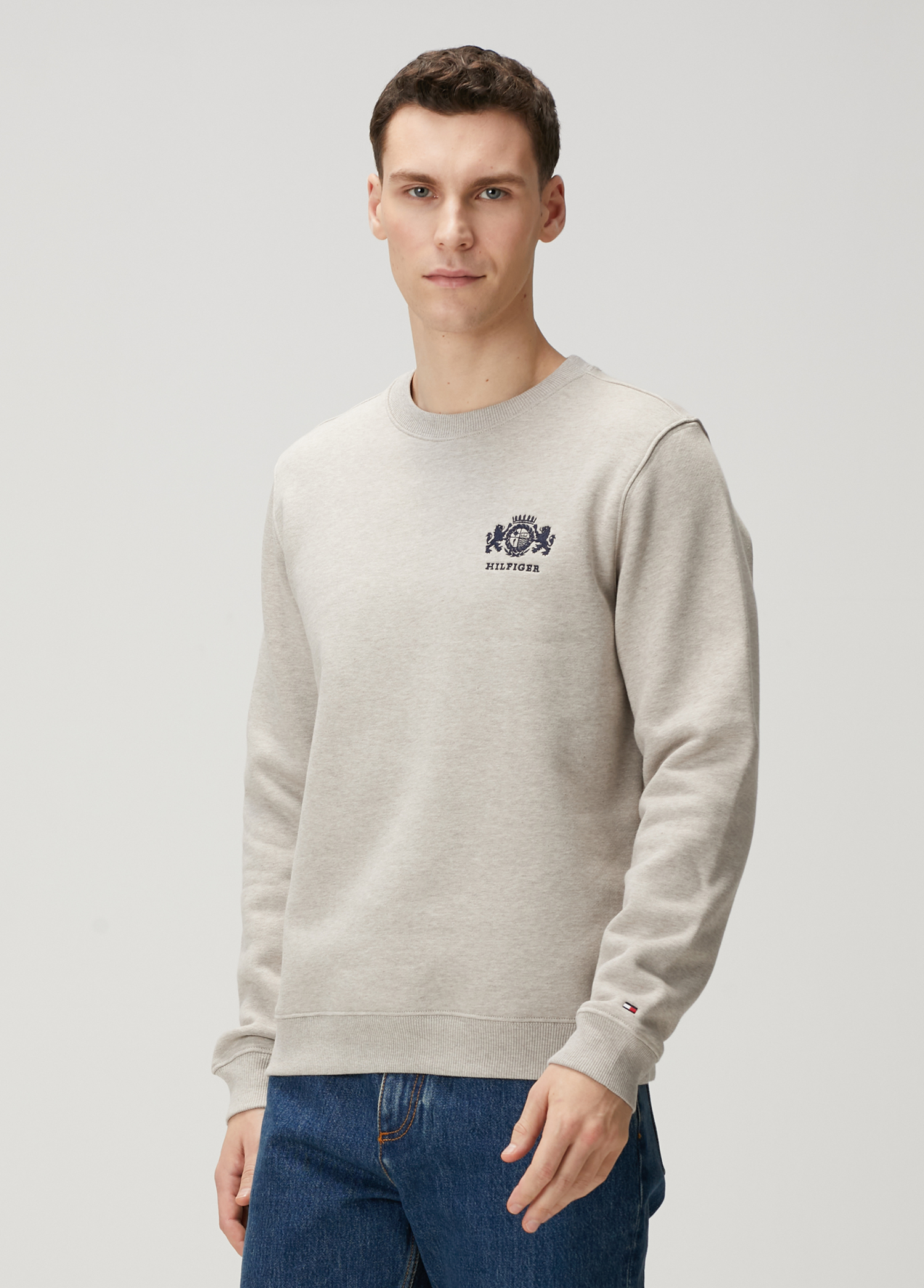 Kahverengi Logo Nakışlı Sweatshirt