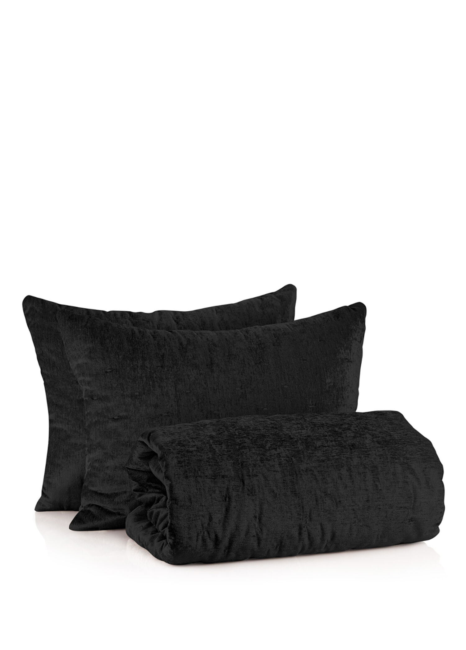 Luxury Siyah İpek Kadife Yatak Örtüsü – Çift Kişilik 150x300 cm