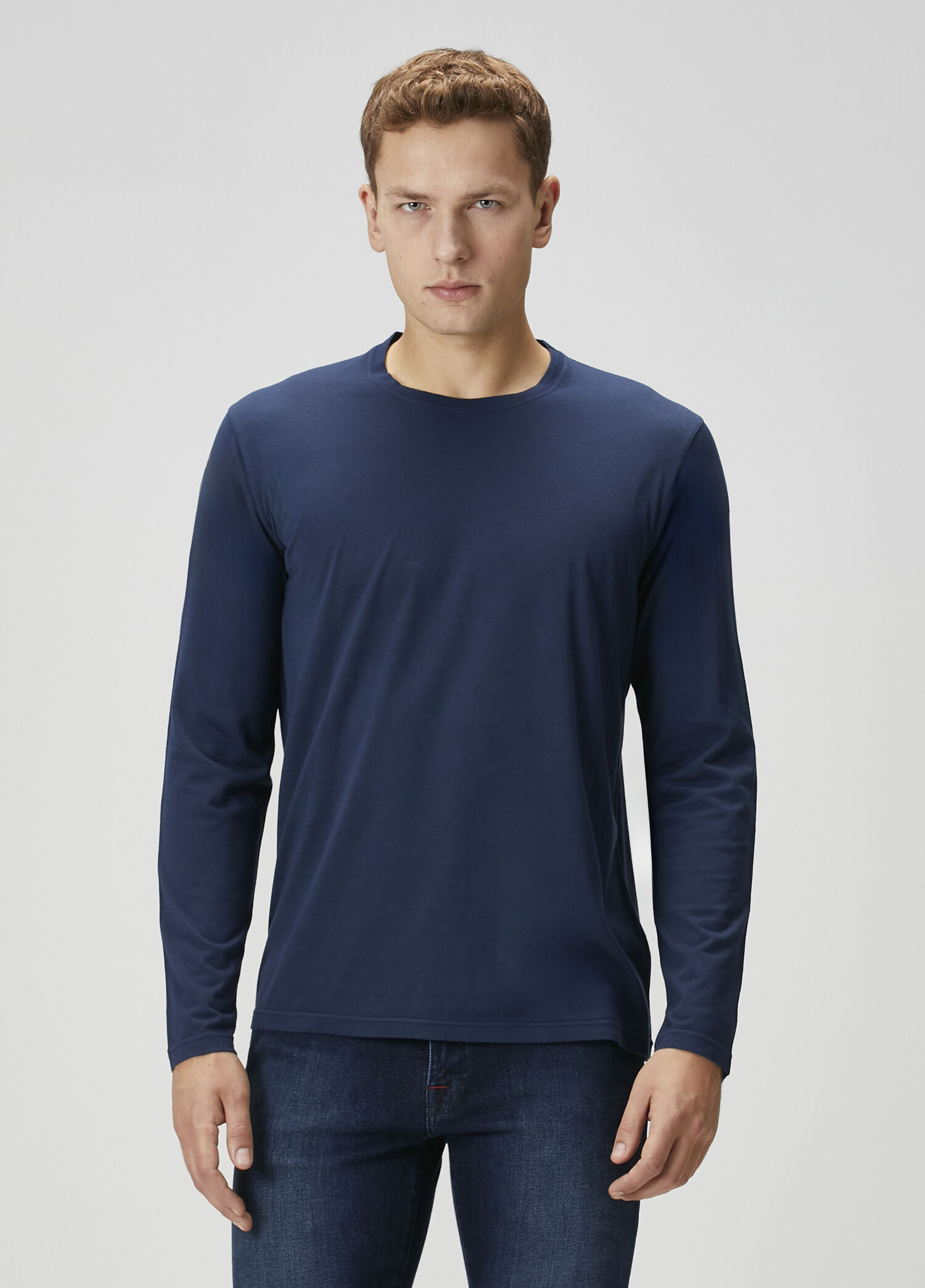 Lacivert Uzun Kollu T-shirt