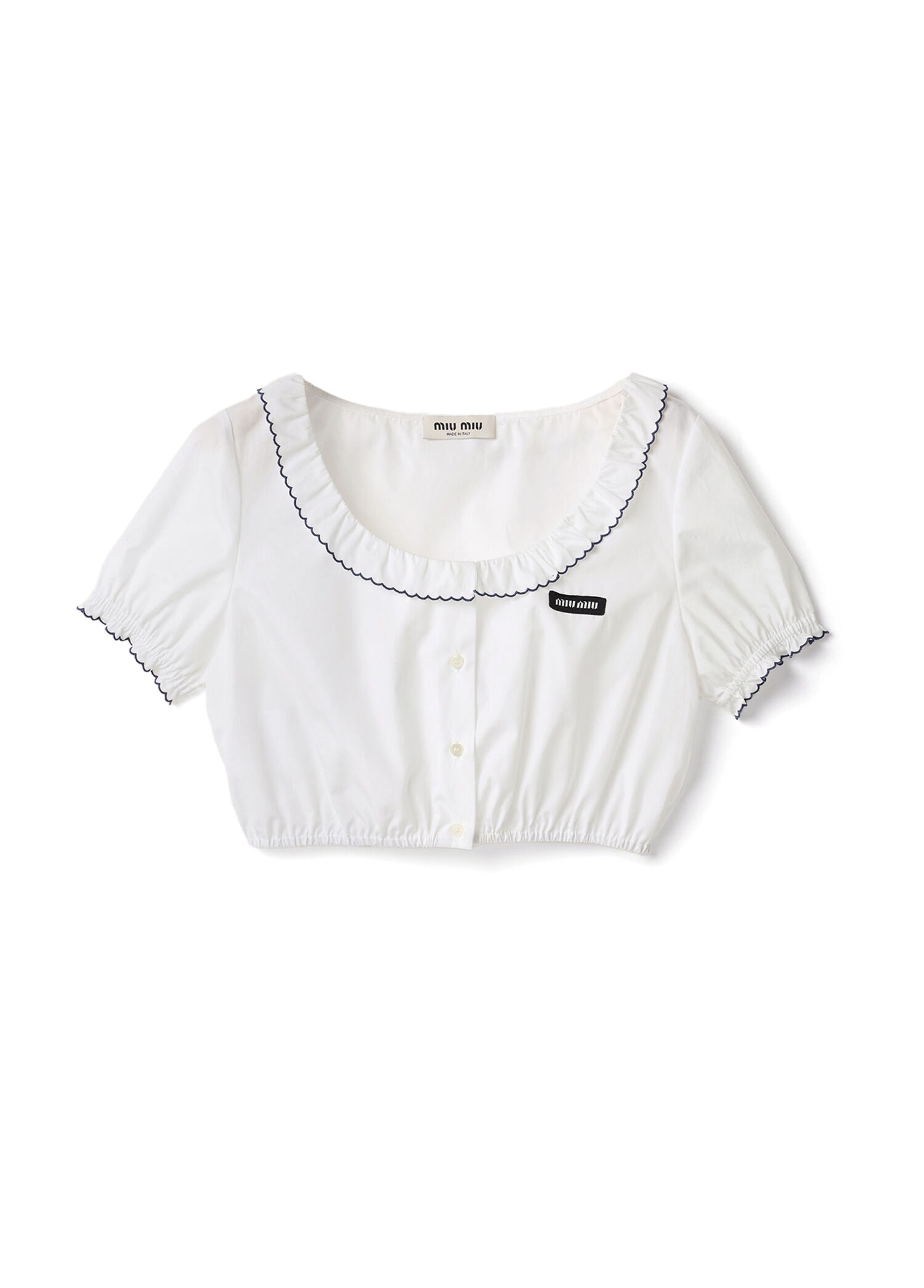 Beyaz İşlemeli Poplin Crop Top Kadın T-Shirt