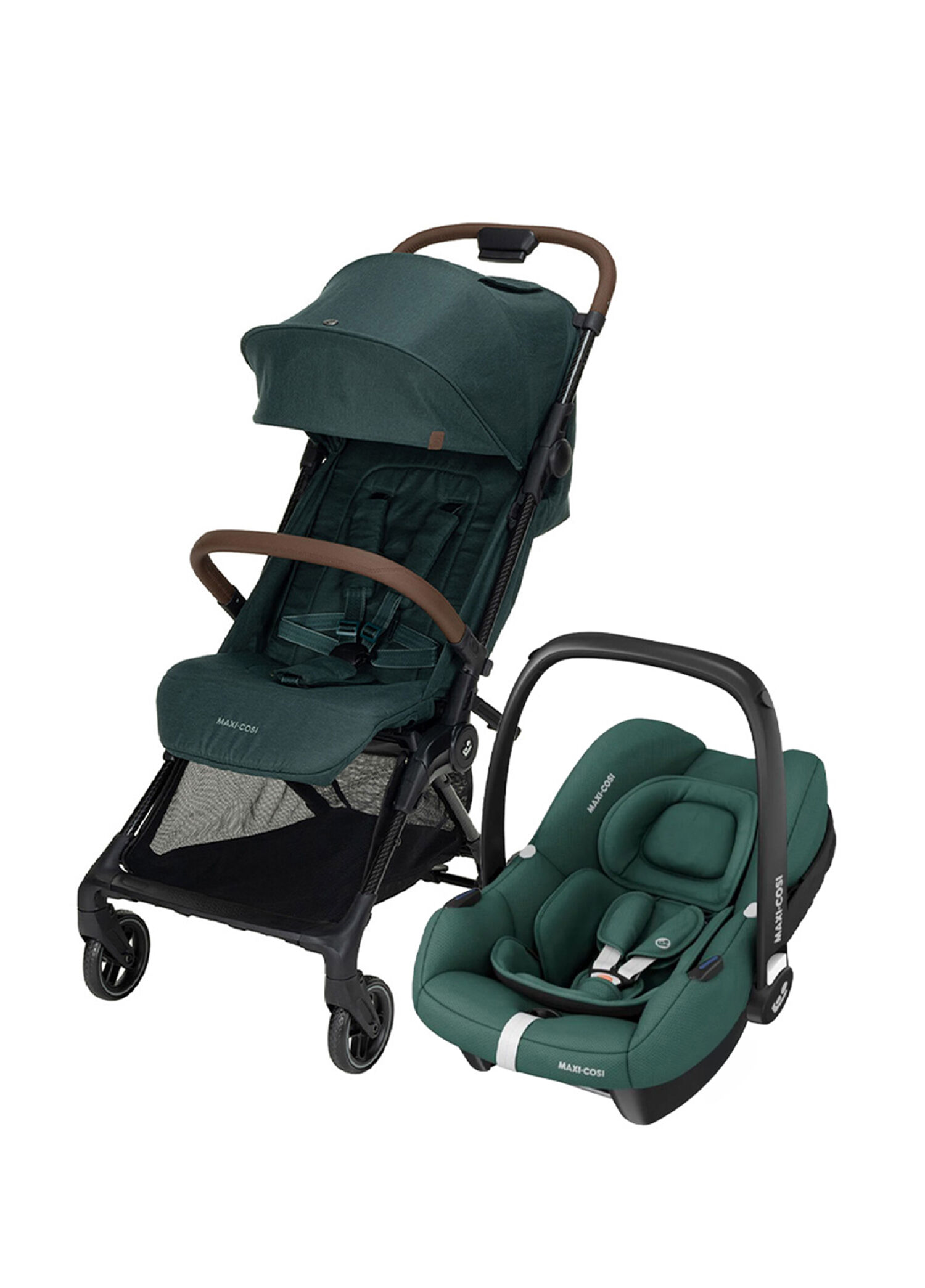 Oslo-Cabriofix I-Size Green Tek Elle Katlanabilen Ultra Kompakt Seyahat Sistem Bebek Arabası