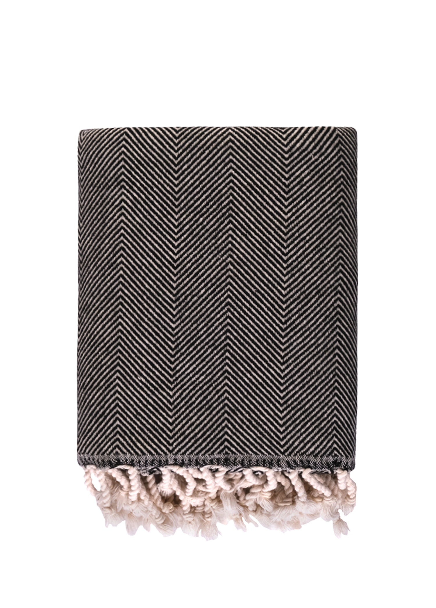 Wool Herringbone Siyah Throw Koltuk Şalı Battaniye 120 x 170 cm